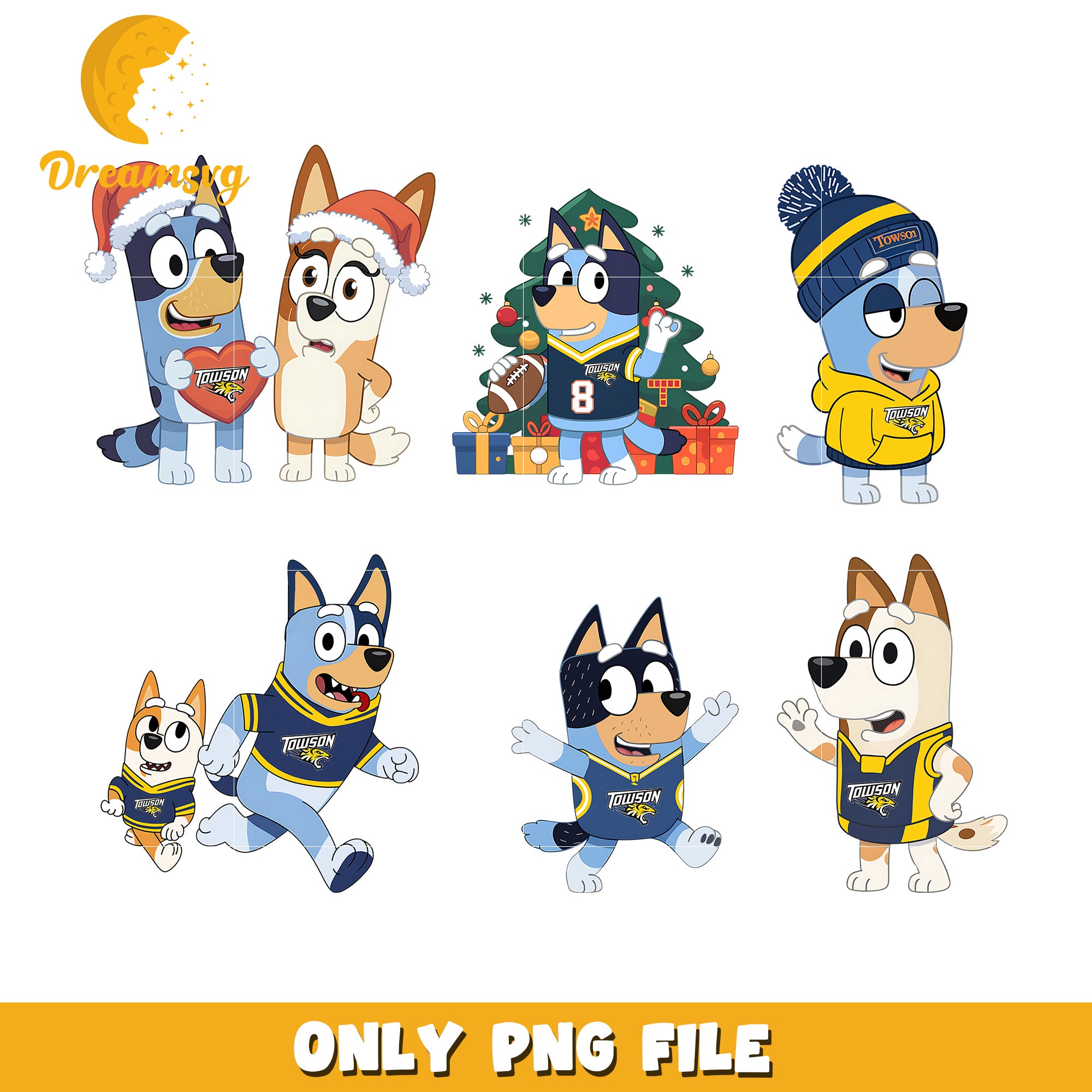 Bingo and Bluey characters bundle png,  Towson Tigers png