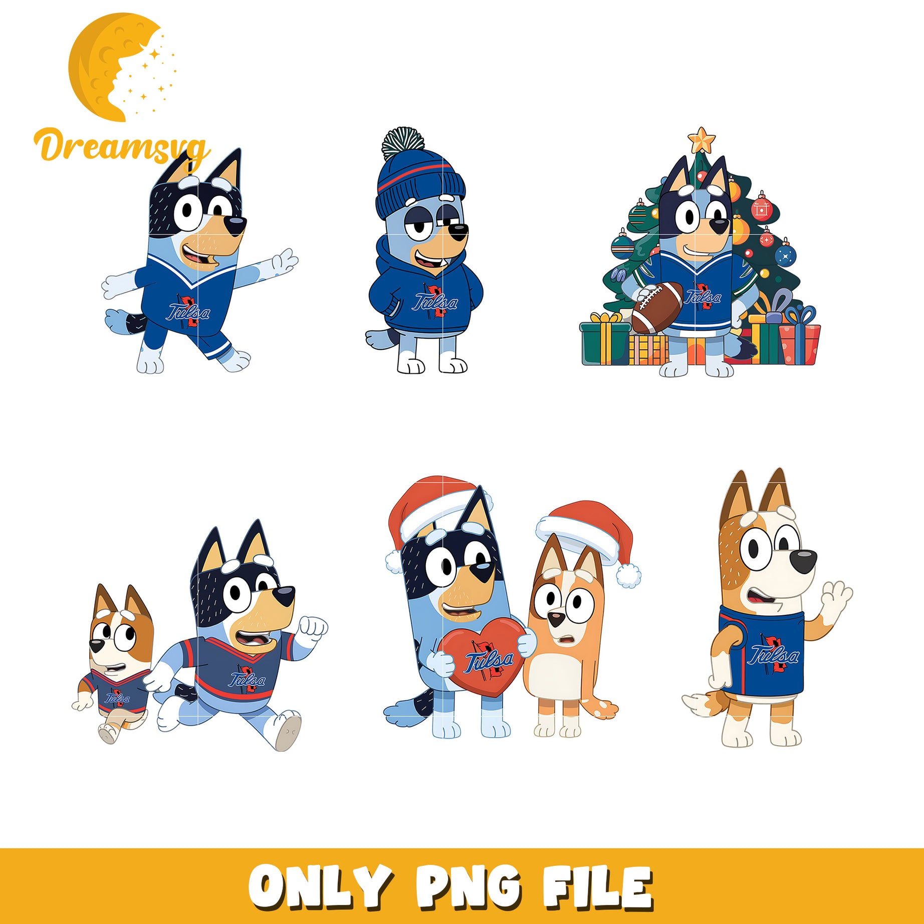 Bingo and Bluey dog bundle png, Tulsa Golden Hurricane png