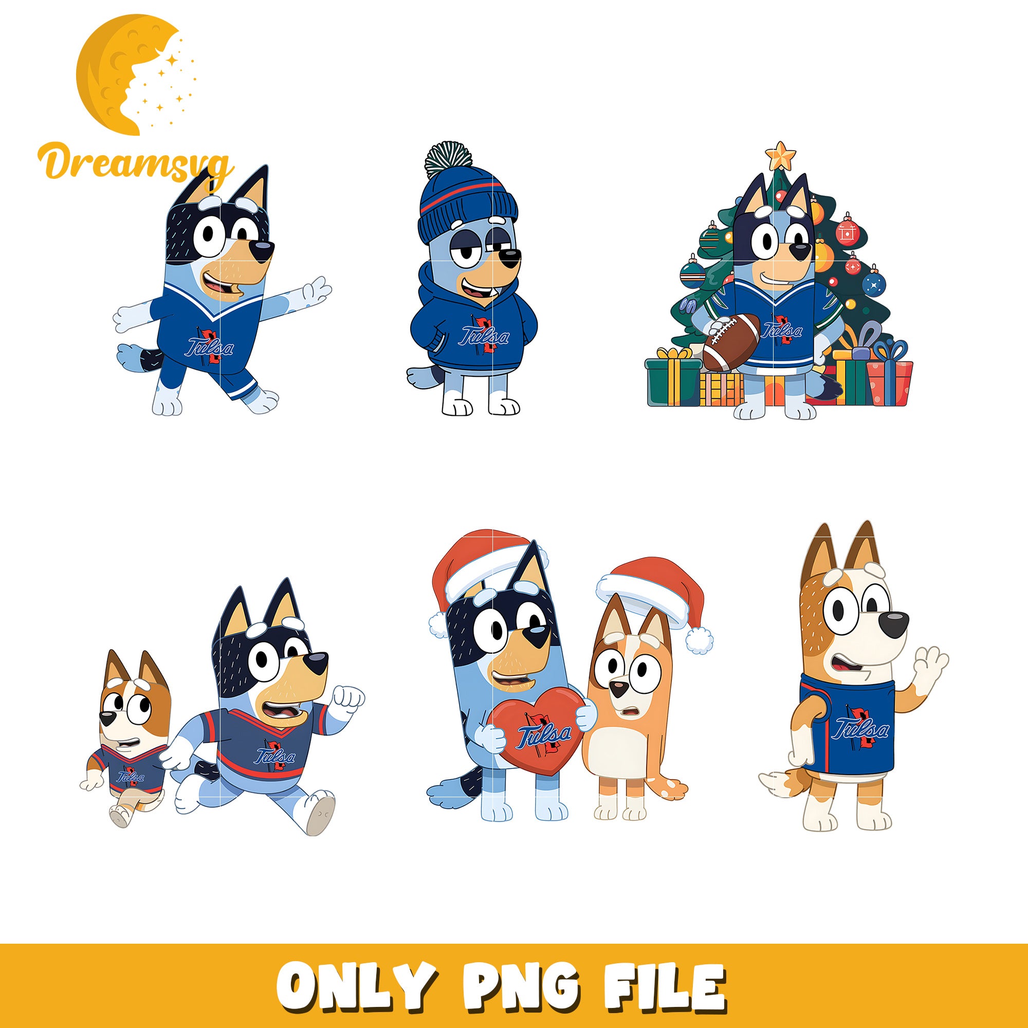 Bingo and Bluey dog bundle png, Tulsa Golden Hurricane png