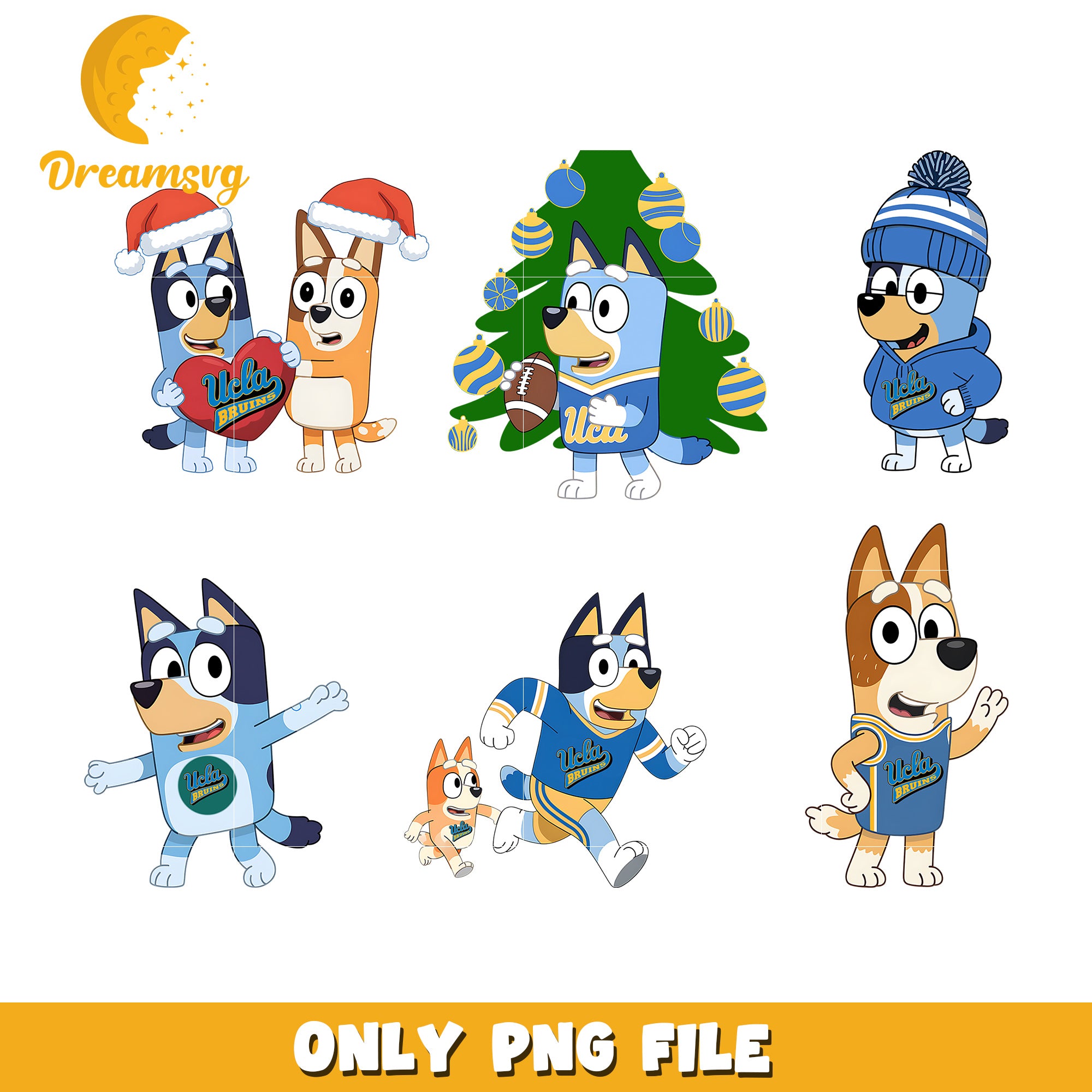Bingo and Bluey logo ncaa bundle png, UCLA Bruins png, ncaa png