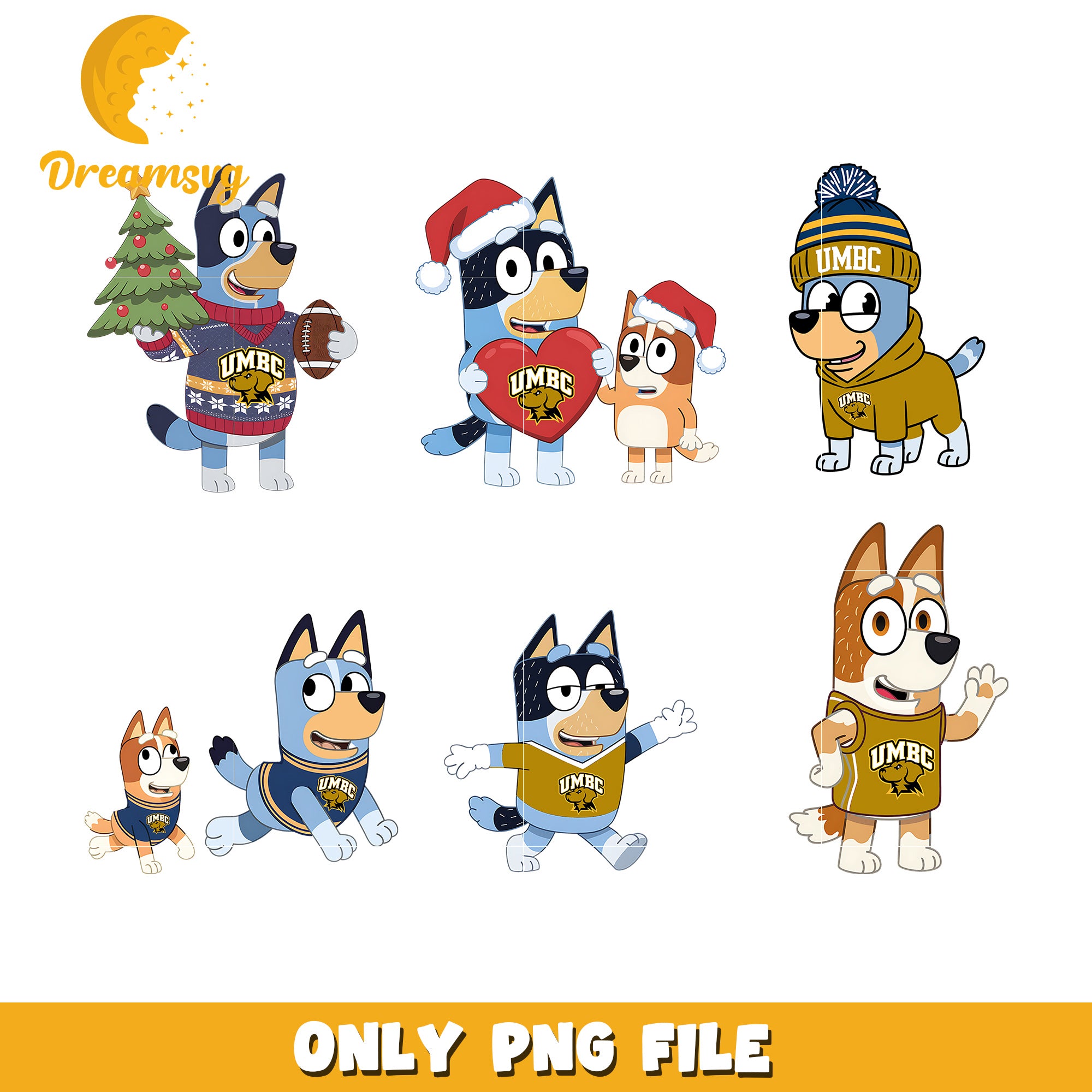 Bingo Bluey cartoon characters bundle png, UMBC Retrievers png