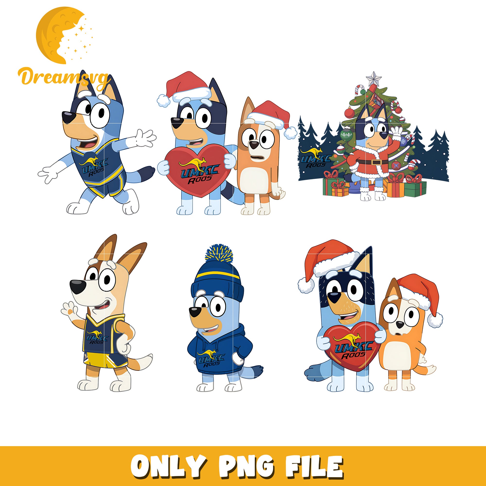 Bingo Bluey dog bundle png, UMKC Kangaroos png, ncaa png