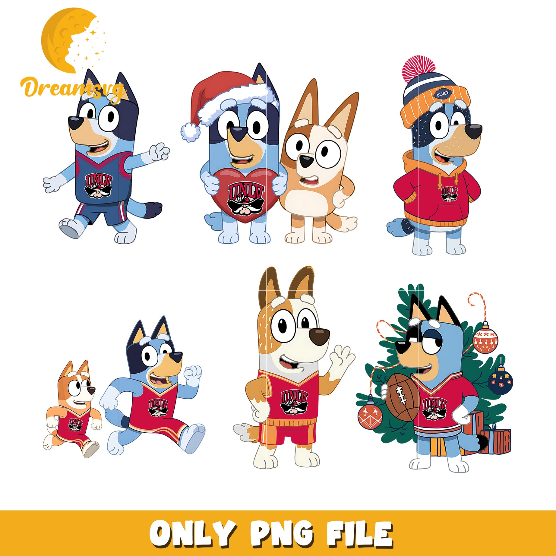 Bingo Bluey logo ncaa bundle png, UNLV Rebels png, ncaa png