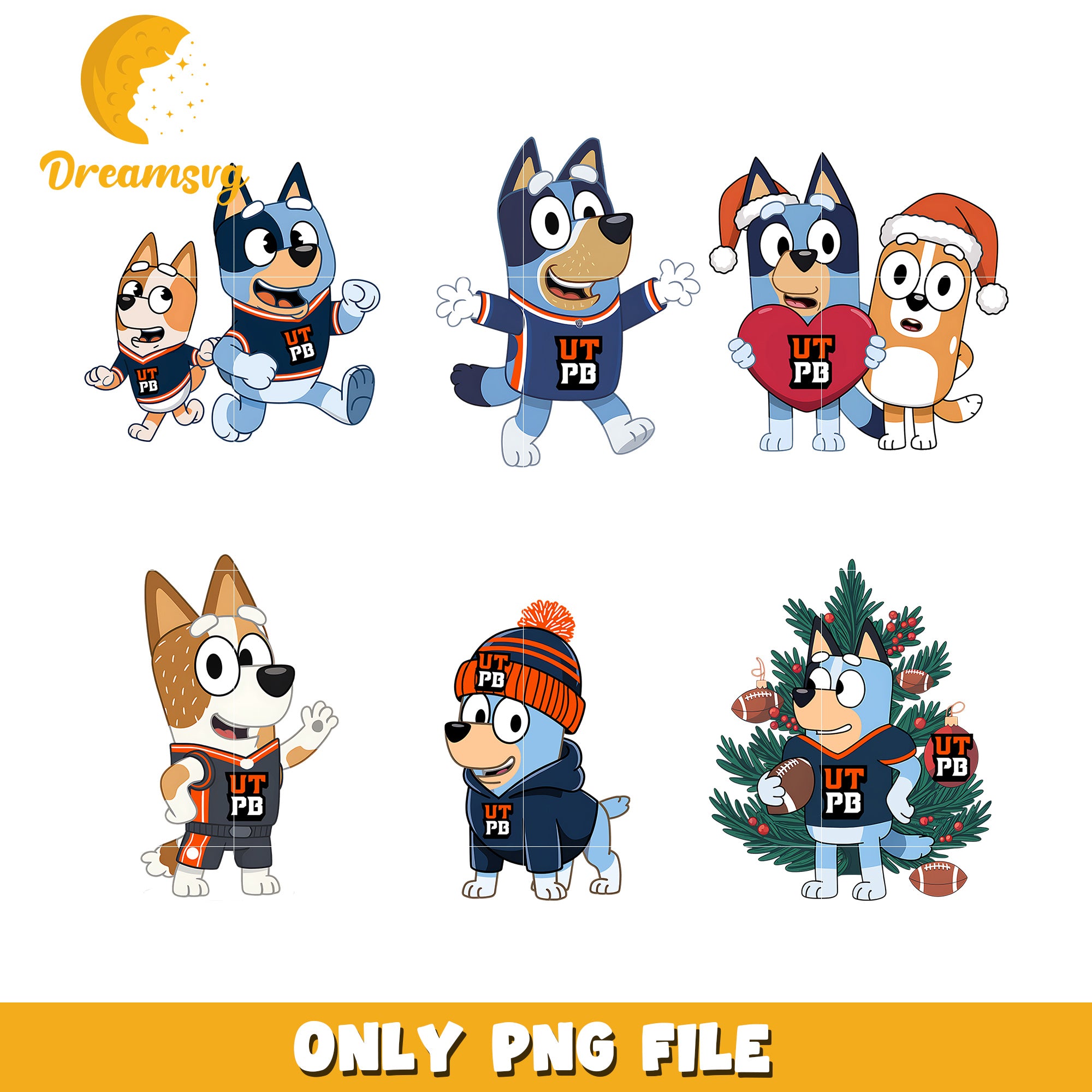 Bingo and Bluey ncaa fan bundle png, UTPB Falcons png, ncaa png