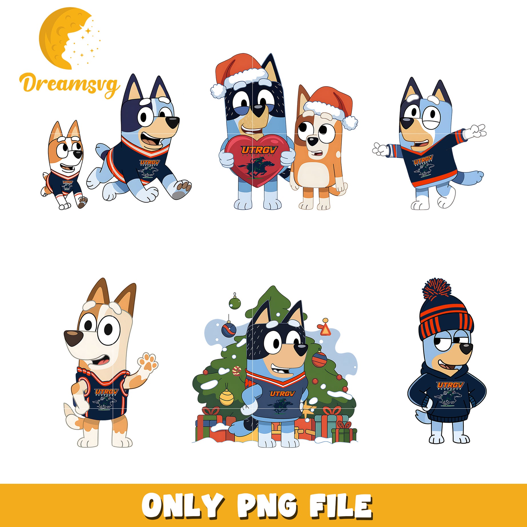 Bingo and Bluey ncaa bundle png, UTRGV Vaqueros png, ncaa png