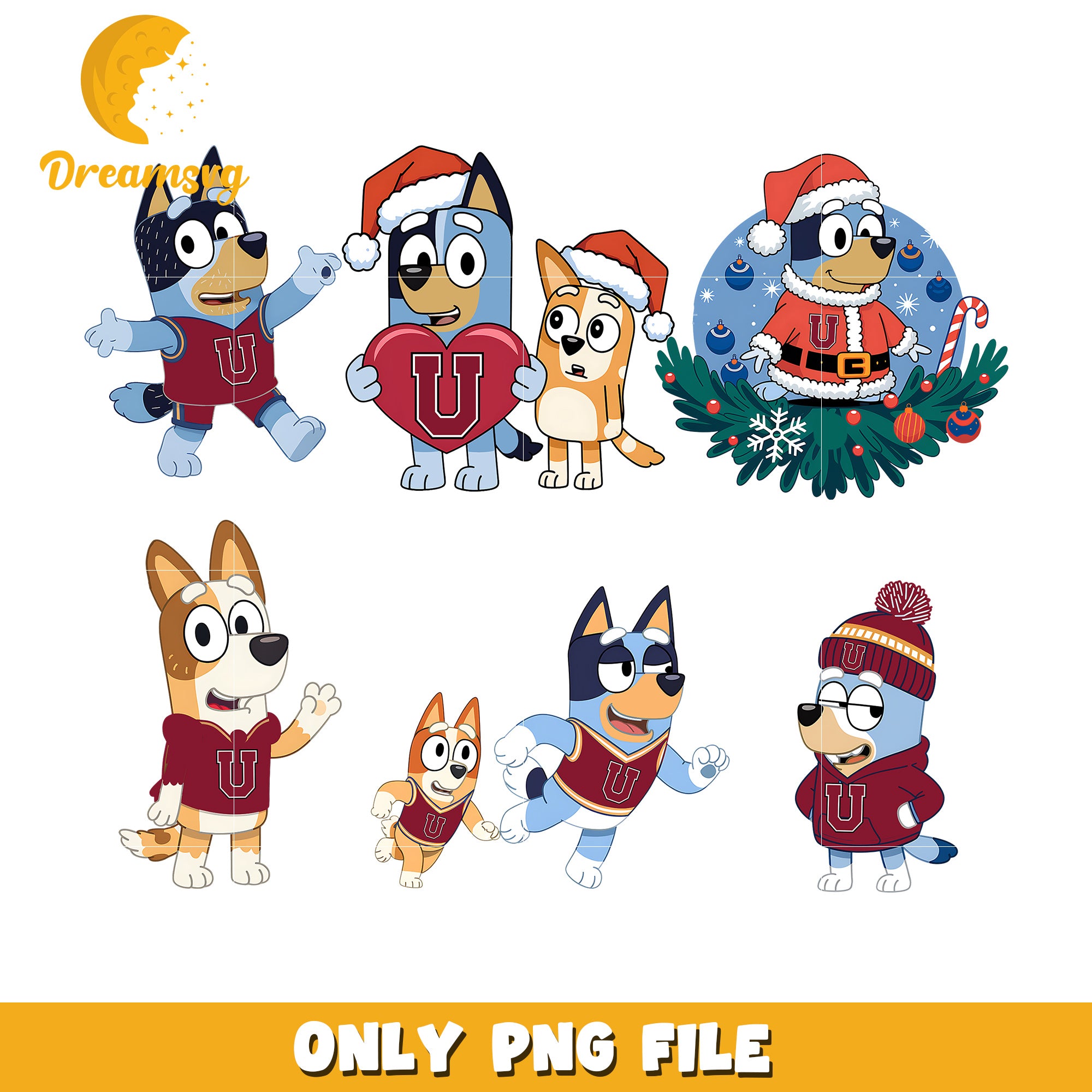 Bingo Bluey ncaa fan bundle png, Union Dutchmen png, ncaa png