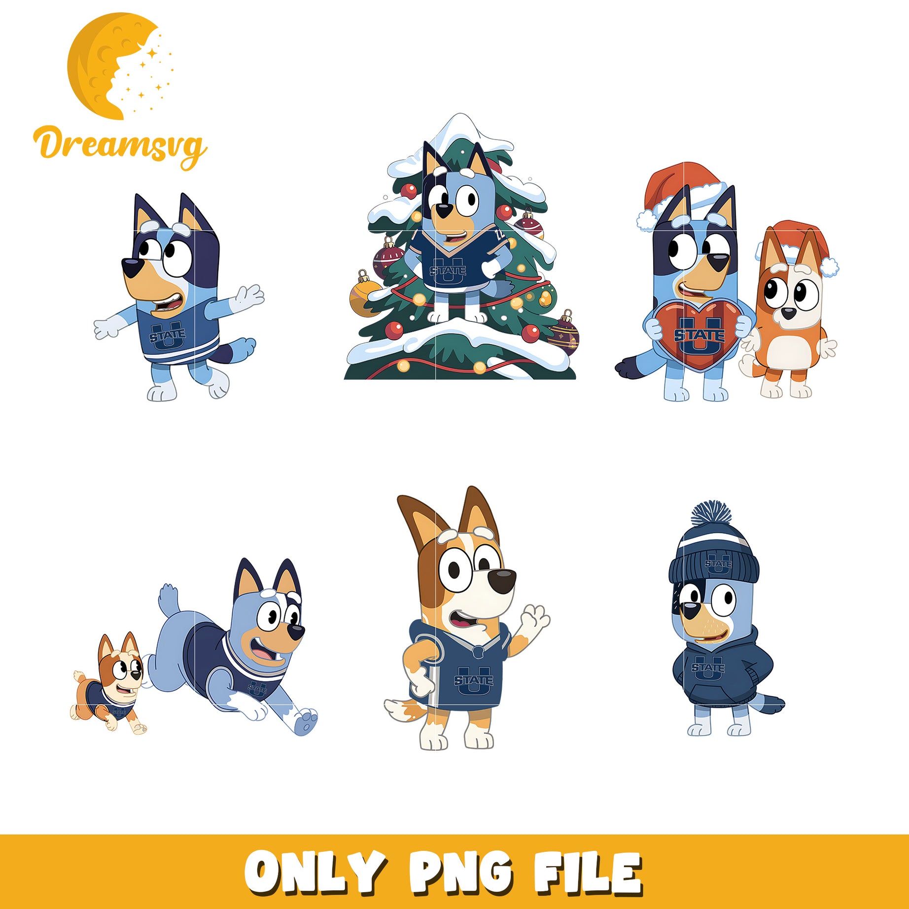 Bingo Bluey winter bundle png, Utah State Aggies png, ncaa png