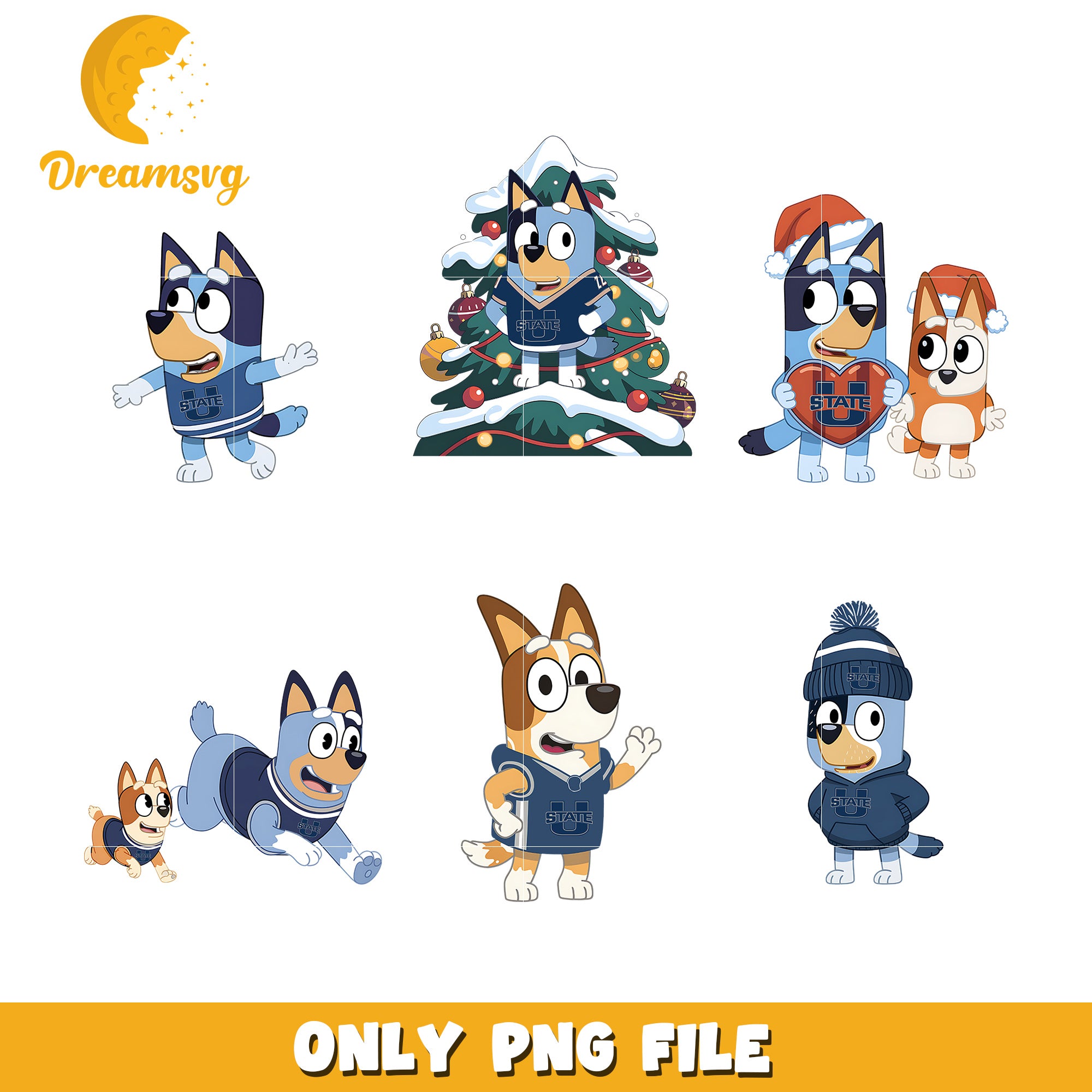 Bingo Bluey winter bundle png, Utah State Aggies png, ncaa png