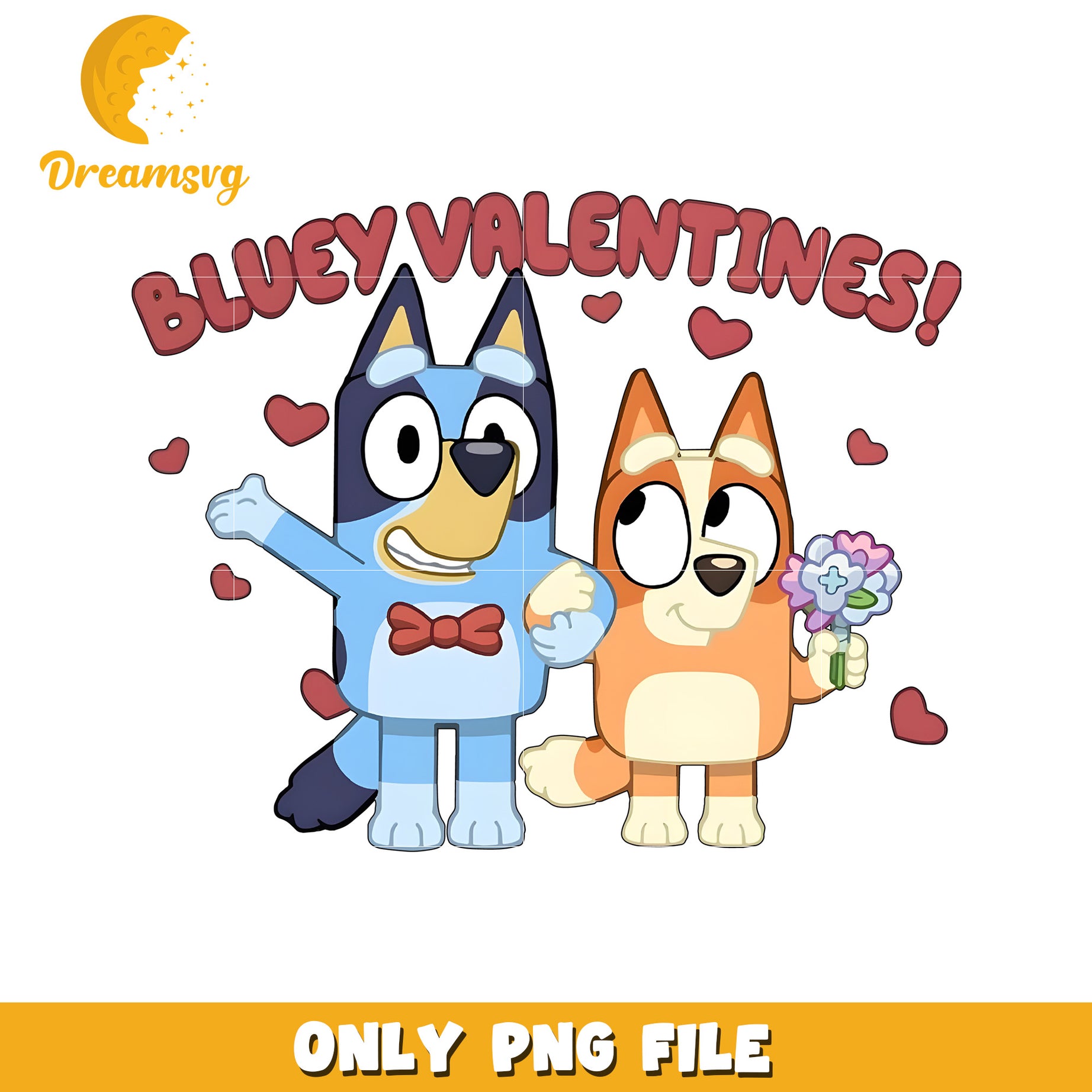 Bluey Valentines Cute PNG File for Kids and Decor