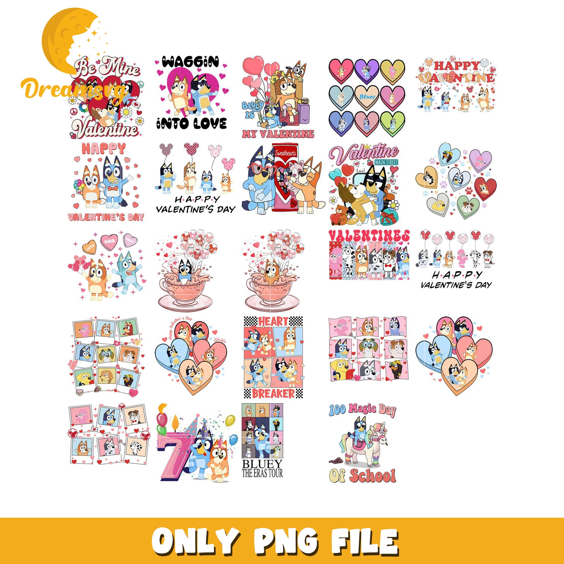 Bluey Valentines Day PNG Bundle