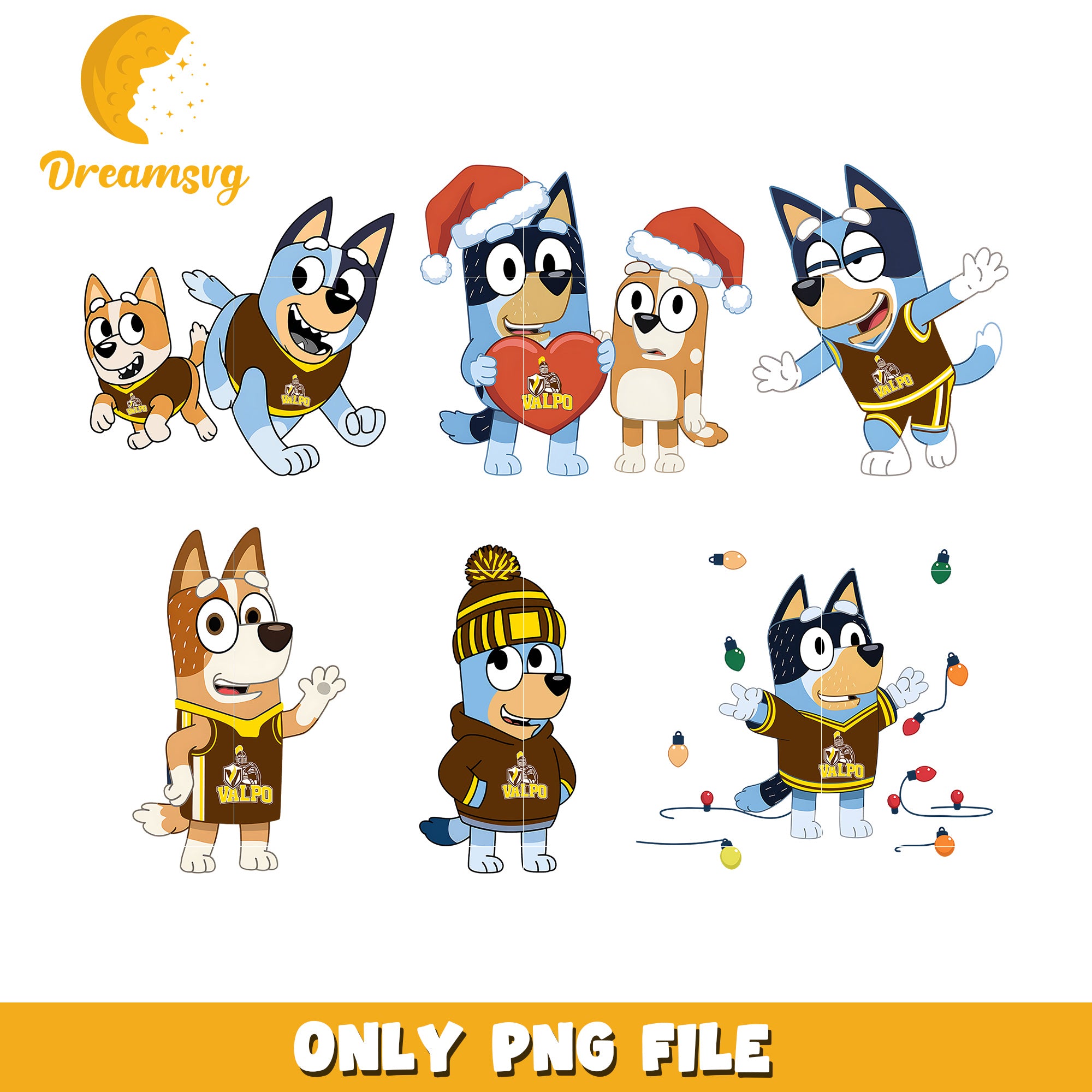 Bingo and Bluey logo bundle png, Valparaiso Crusaders png, ncaa png