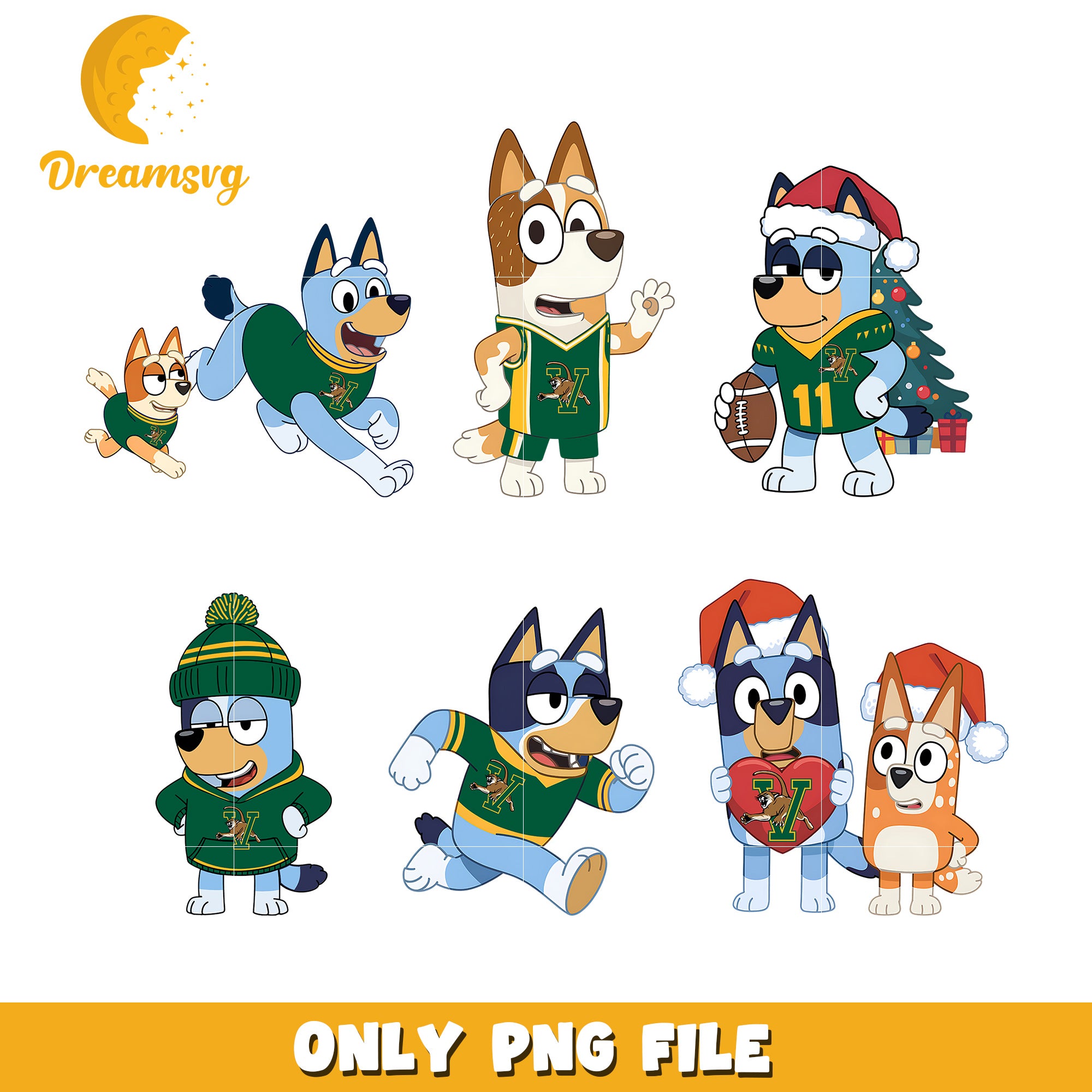 Bingo and Bluey winter bundle png, Vermont Catamounts png