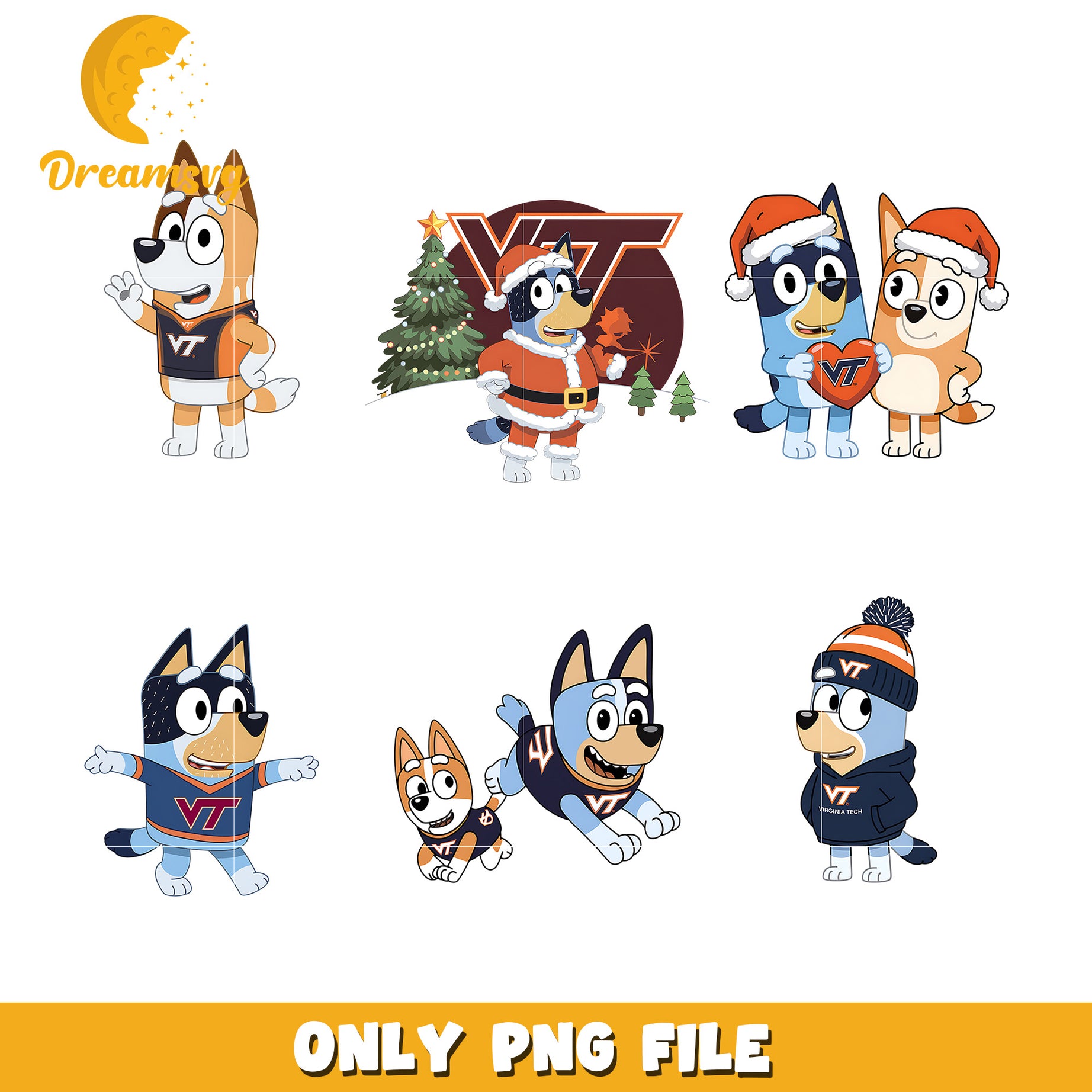 Bluey and Bingo bundle png, Virginia Tech Hokies png, ncaa png