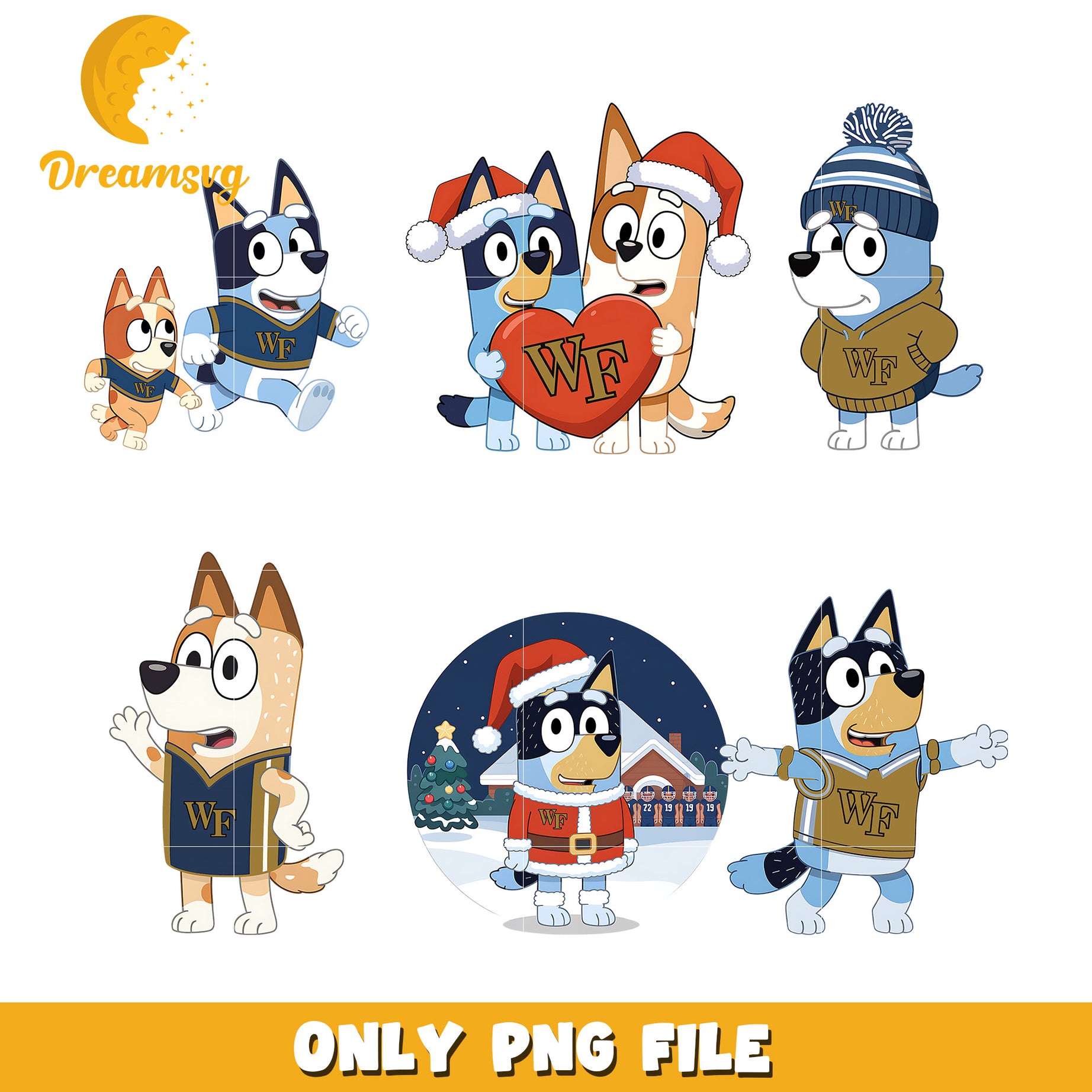 Bluey and Bingo on christmas bundle png, Wake Forest Demon Deacons png