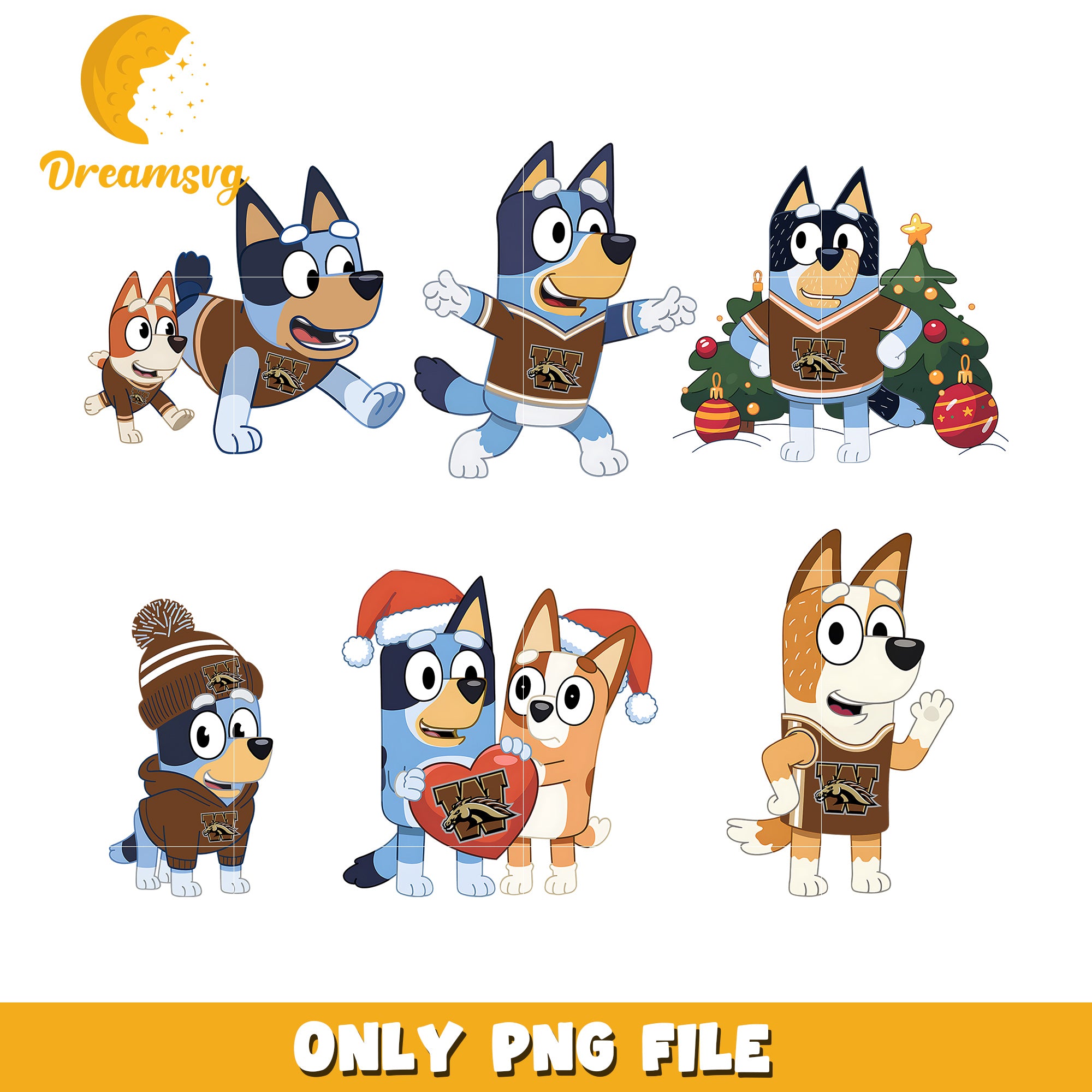 Bluey Bingo ncaa fan bundle png, Western Michigan Broncos png