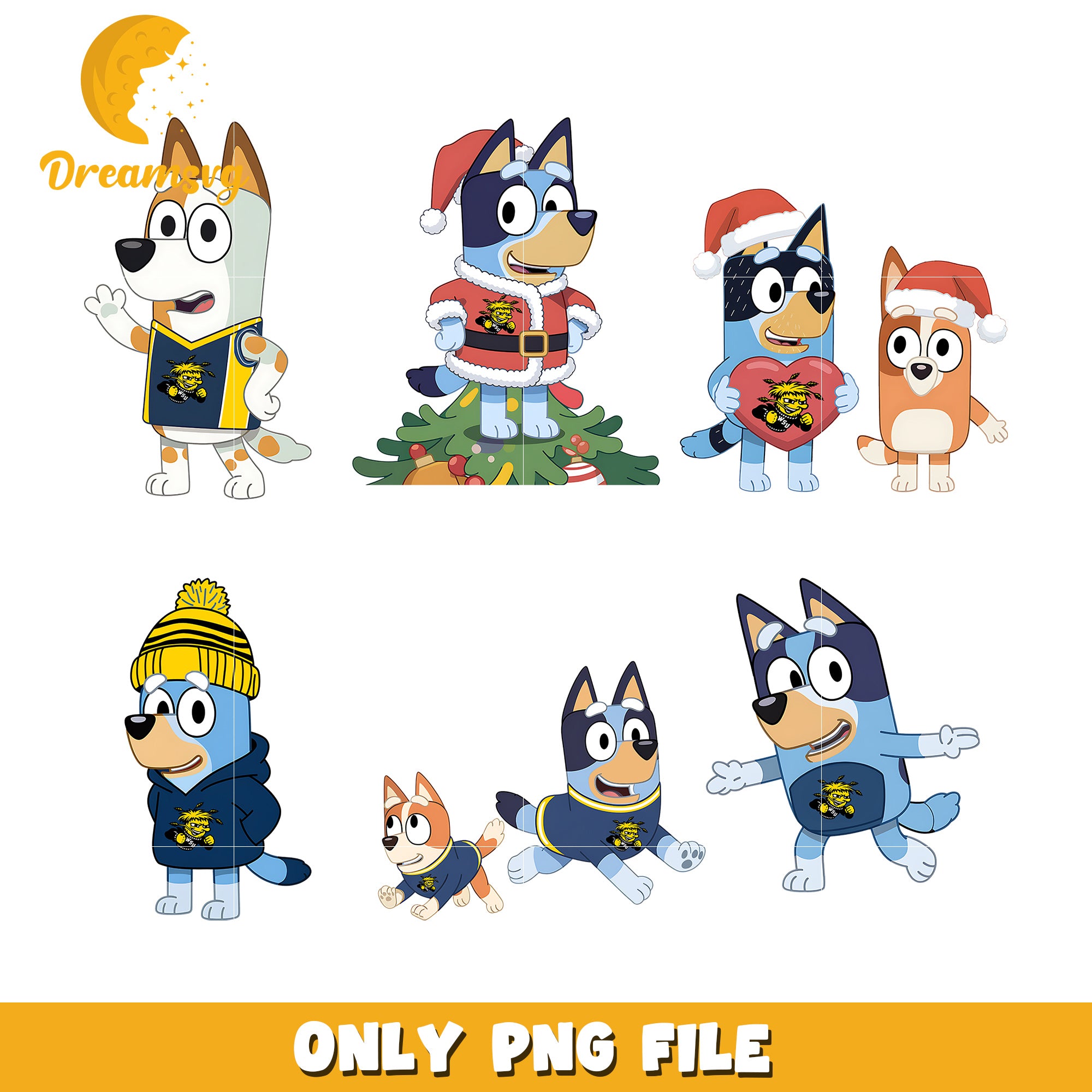 Bluey Bingo christmas bundle png, Wichita State Shockers png