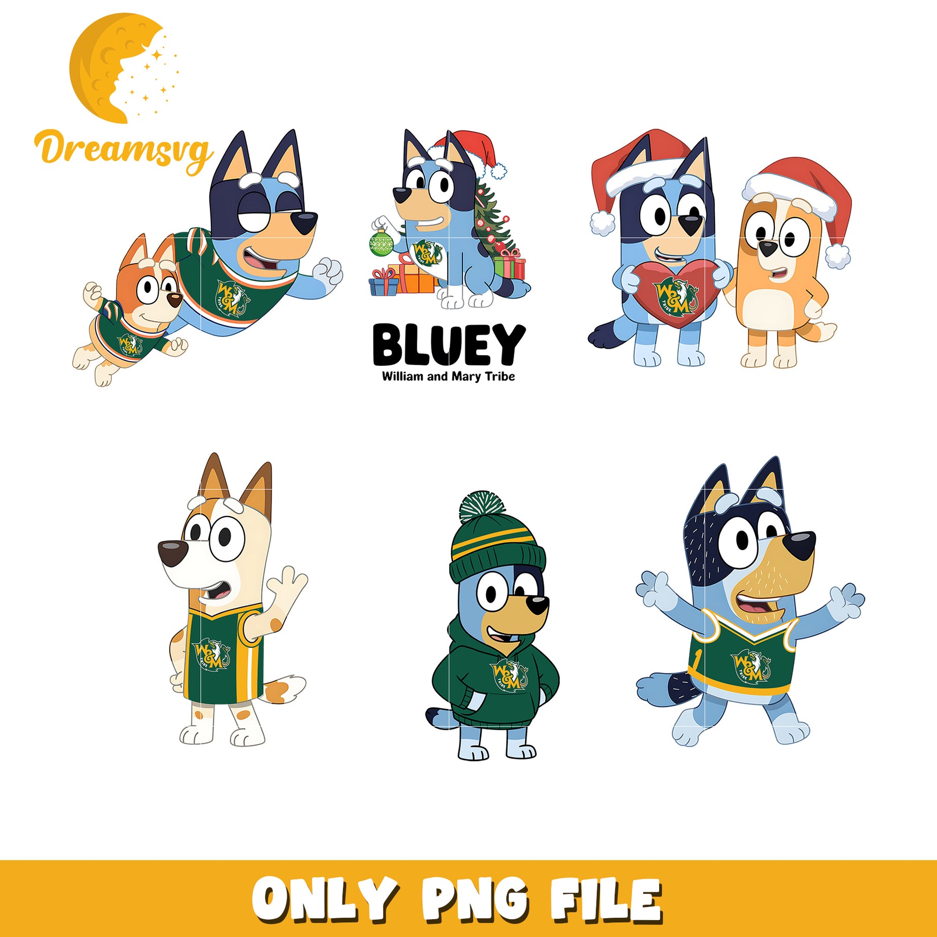 Bluey Bingo cartoon bundle png, William and Mary Tribe png