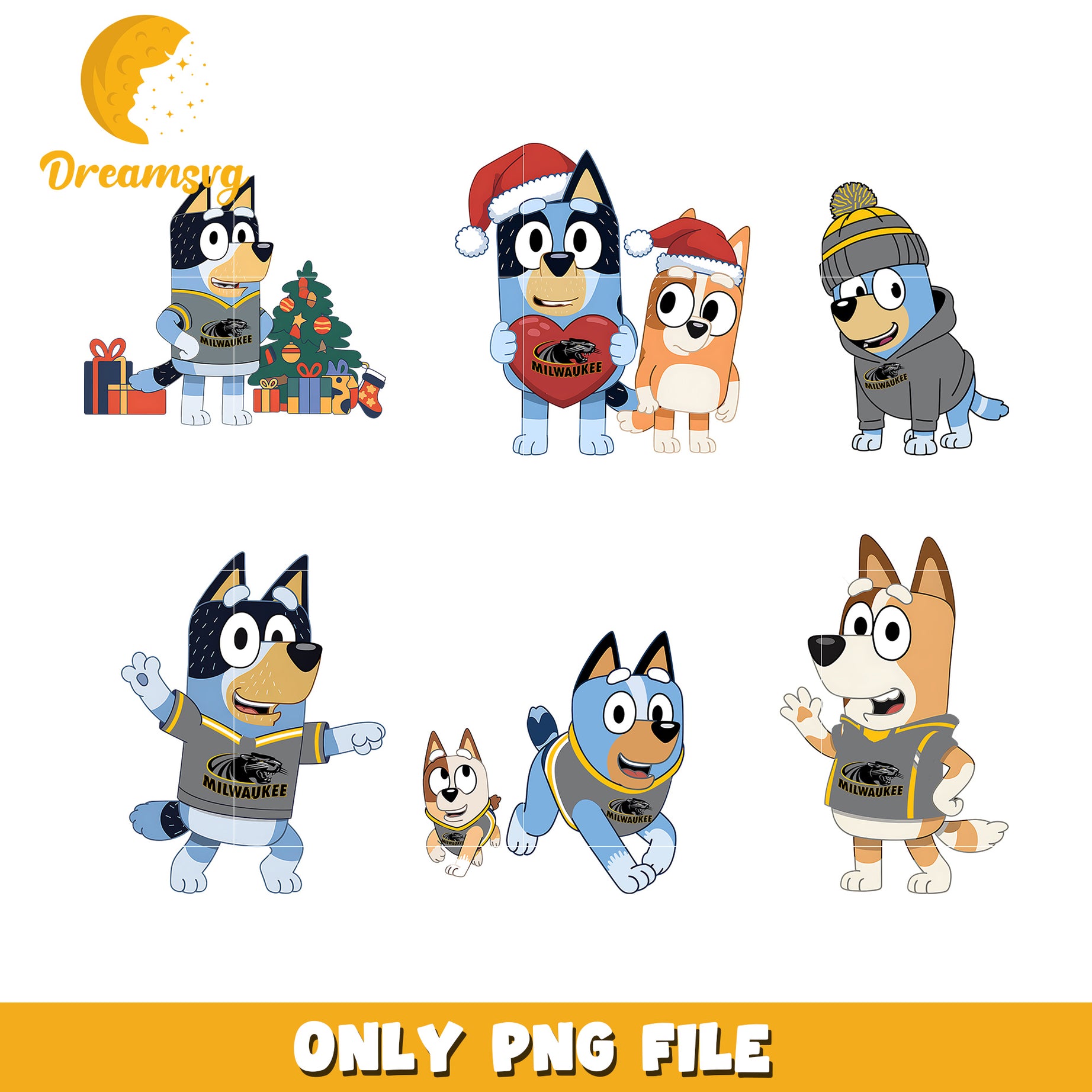 Bluey and Bingo cartoon bundle png, Wisconsin Milwaukee Panthers png