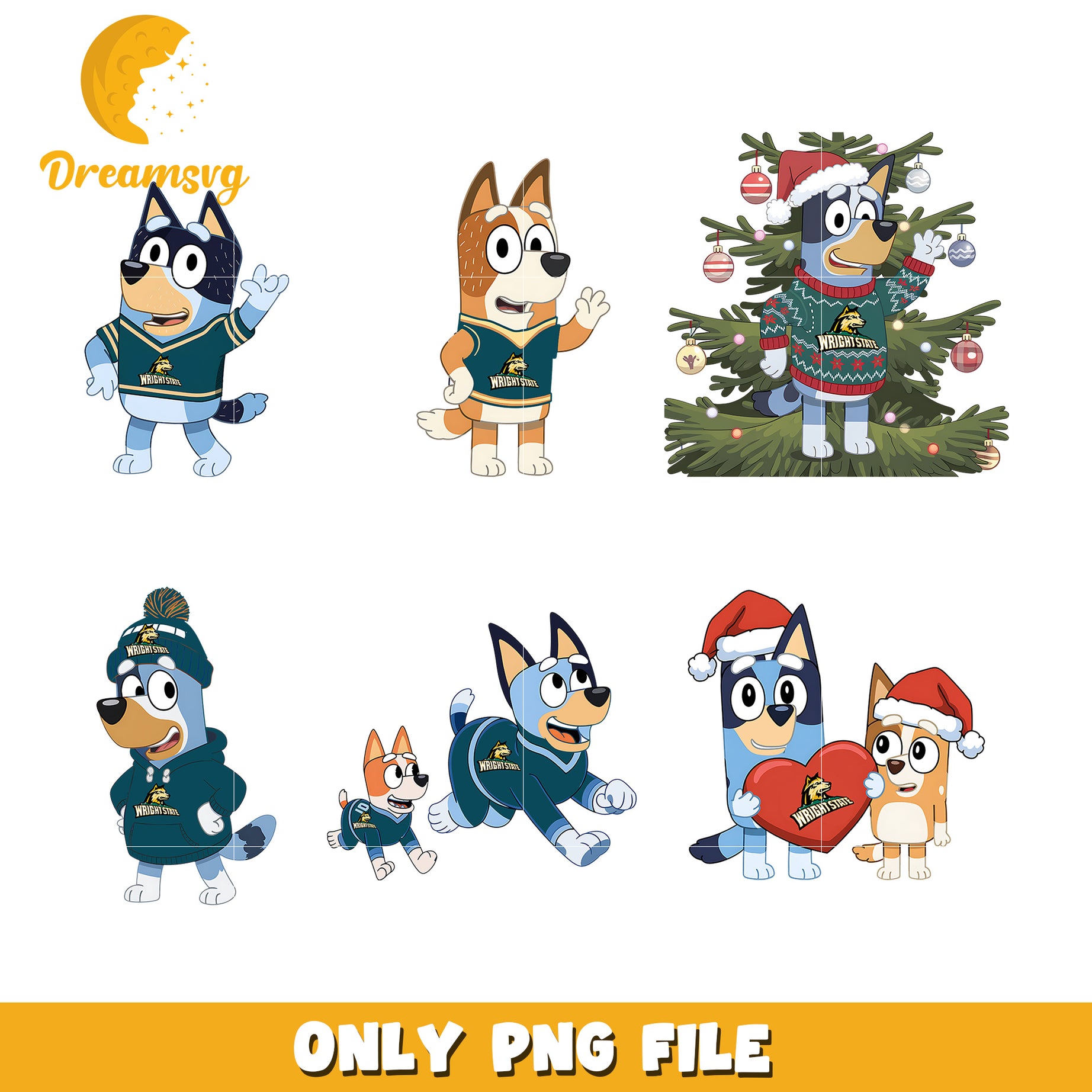 Bluey and Bingo winter bundle png, Wright State Raiders png