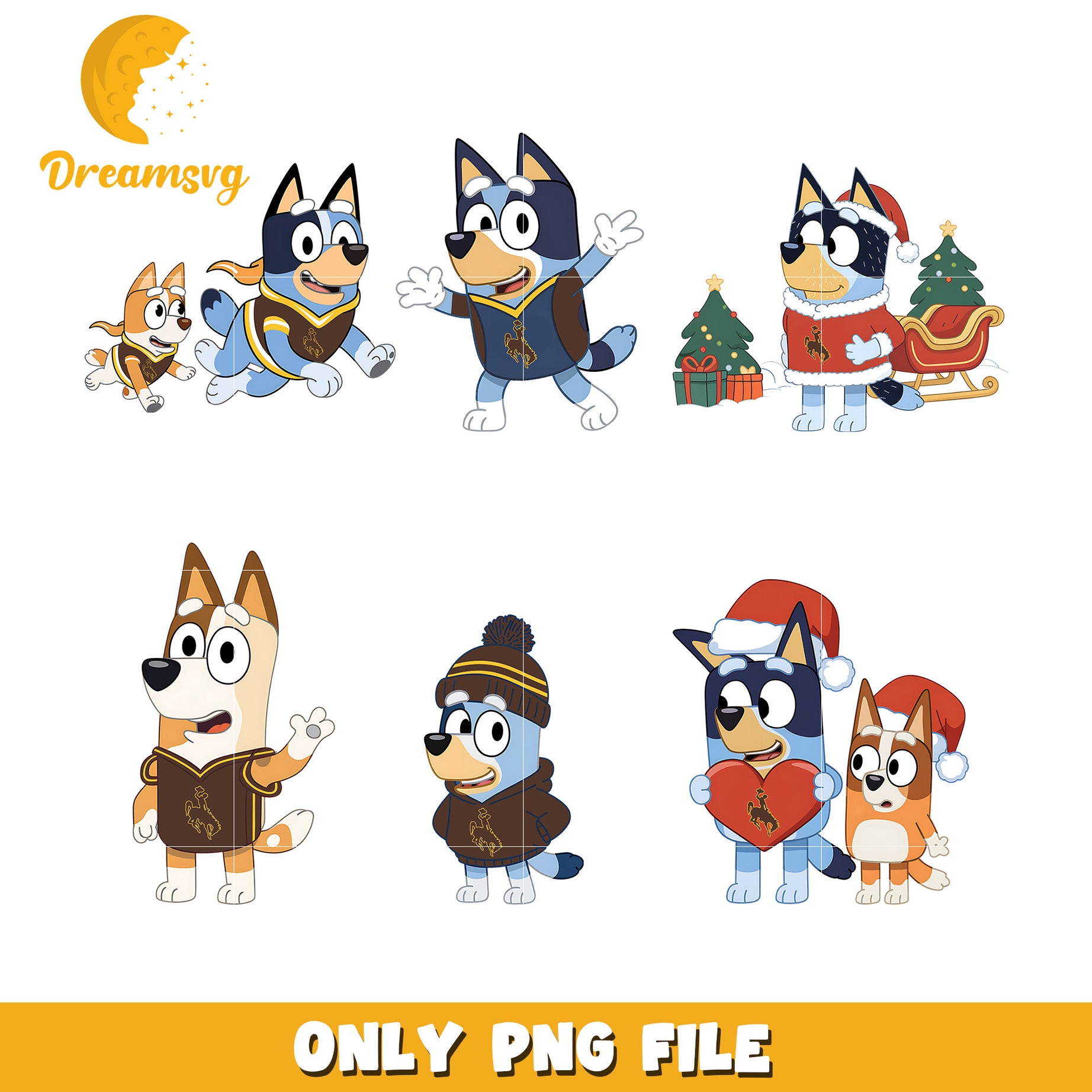 Bluey and Bingo on christmas bundle png, Wyoming Cowboys png