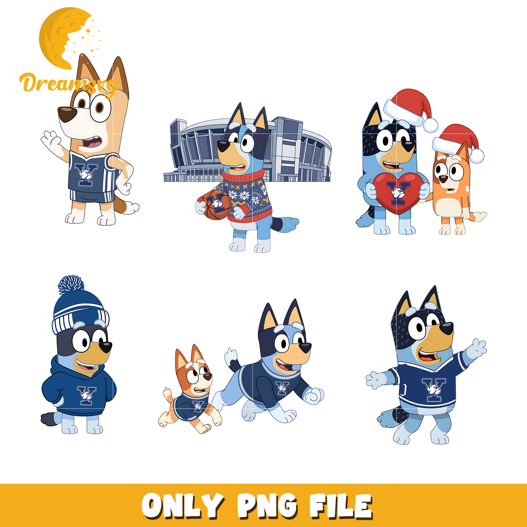 Bluey and Bingo dog bundle png, Yale Bulldogs png, ncaa team png