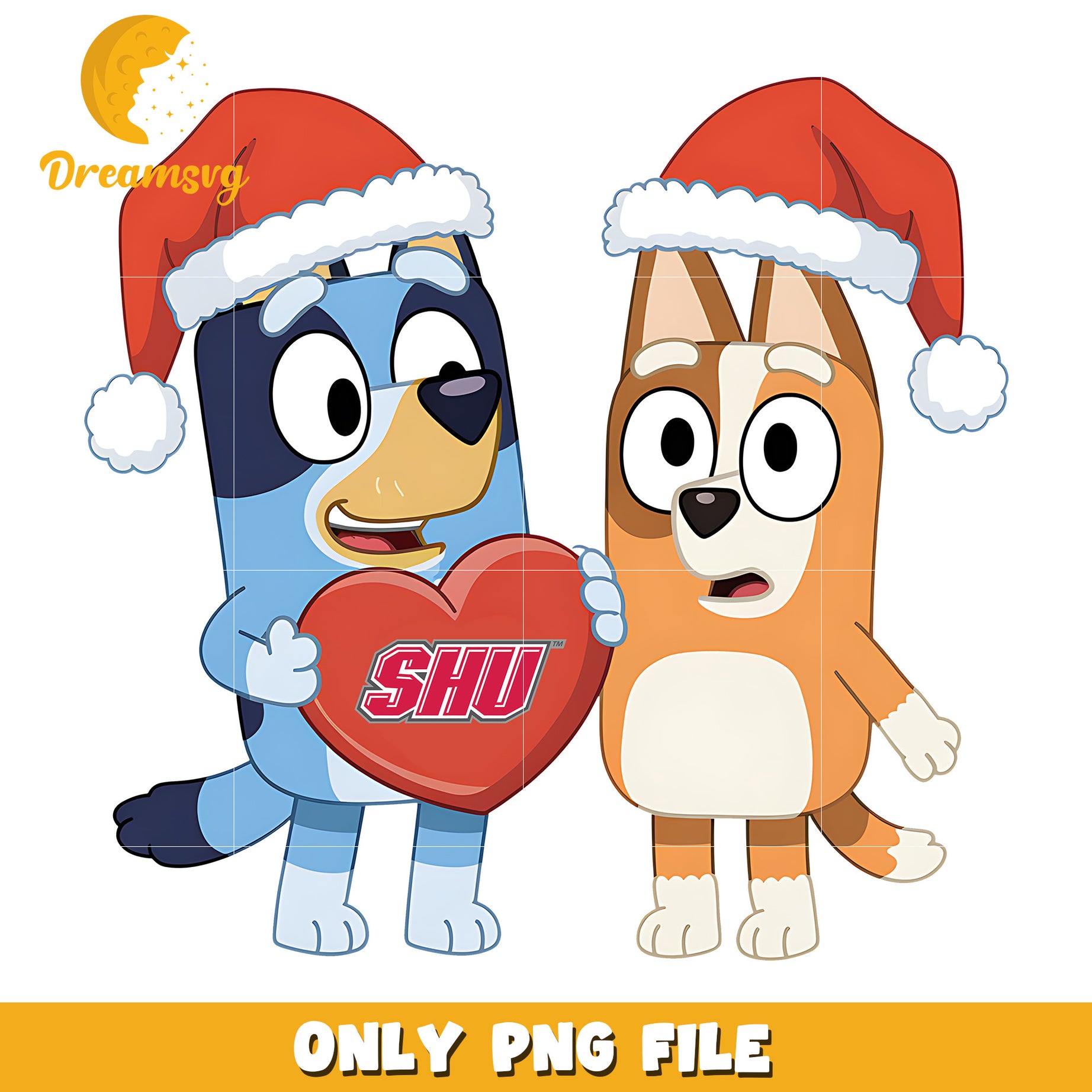 Bluey and Bingo dog png, Sacred Heart Pioneers png, ncaa png