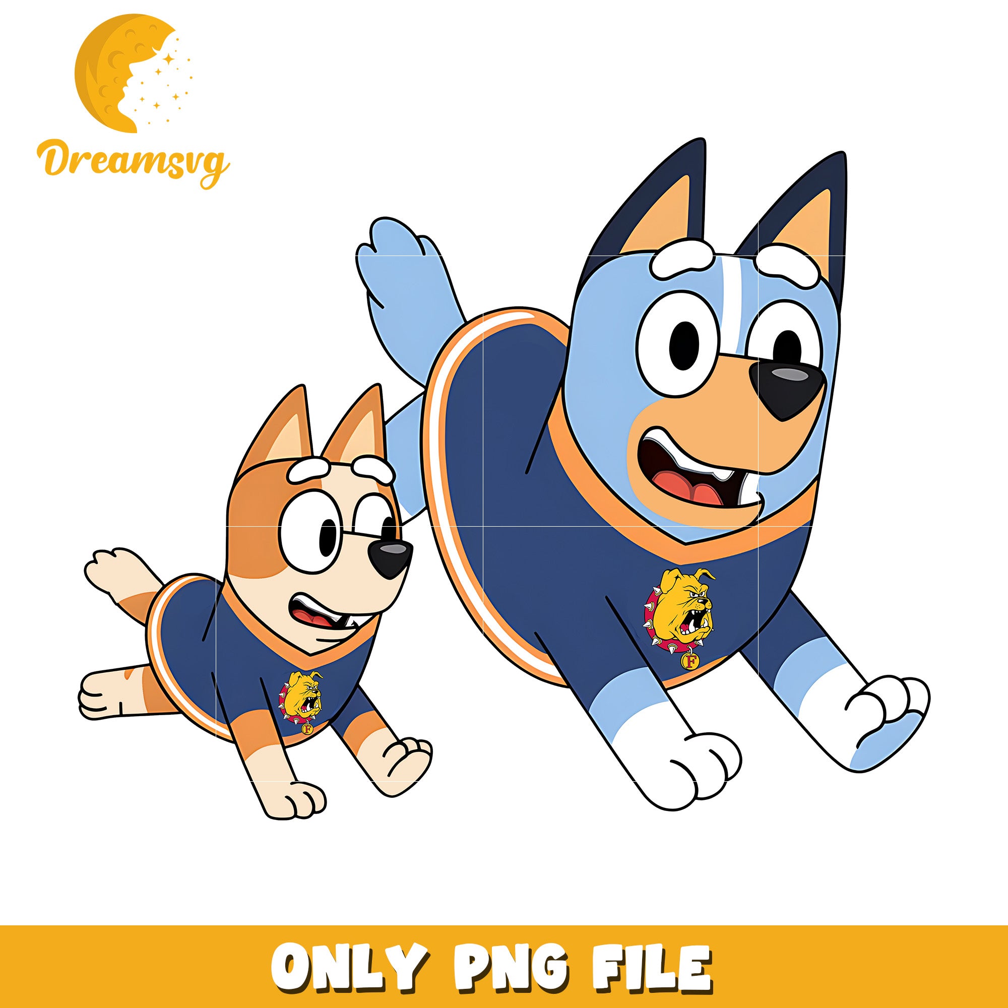 Bluey and Bingo fan ncaa png, Ferris State Bulldogs png, ncaa png