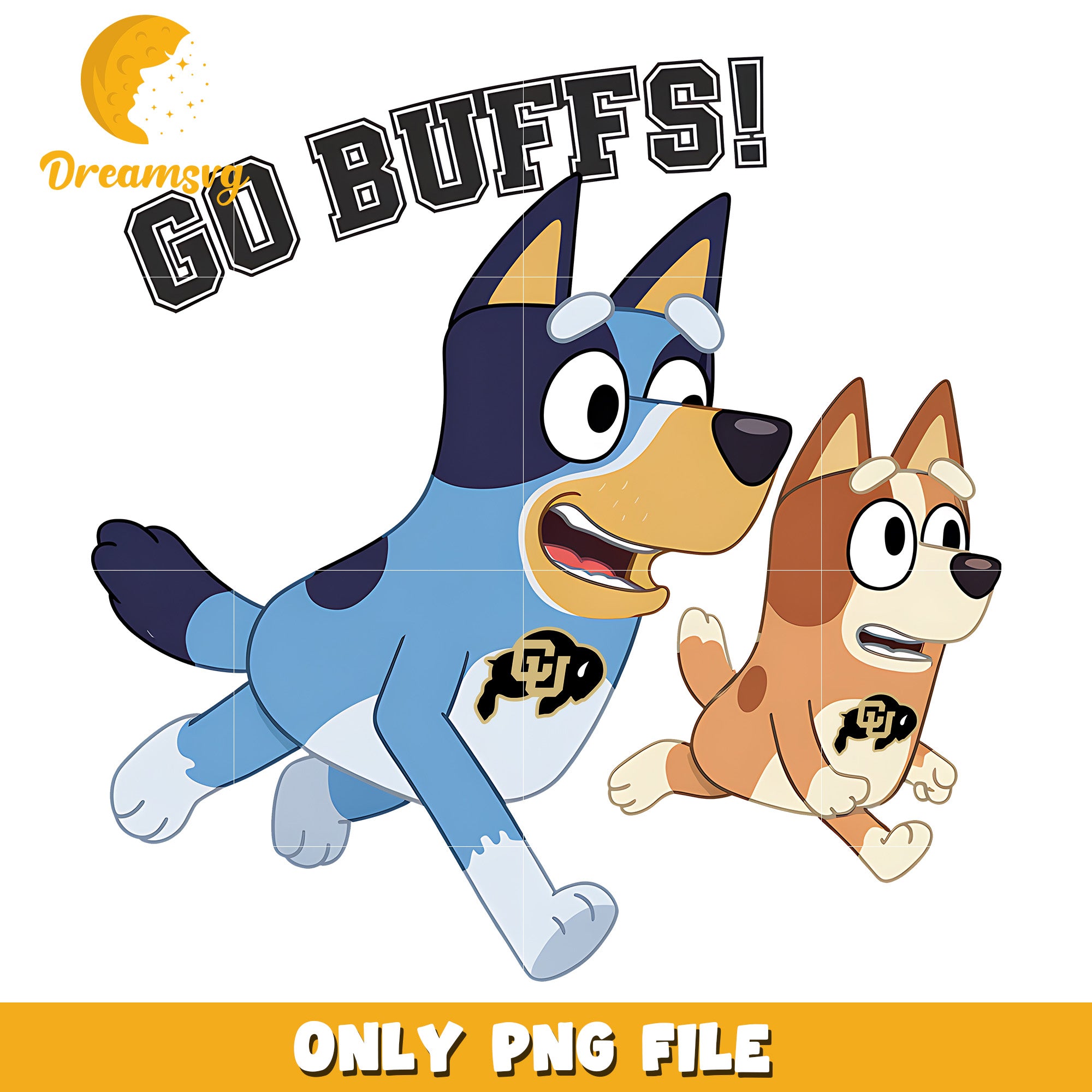 Bluey and Bingo go buffs png, Colorado Buffaloes png, ncaa png