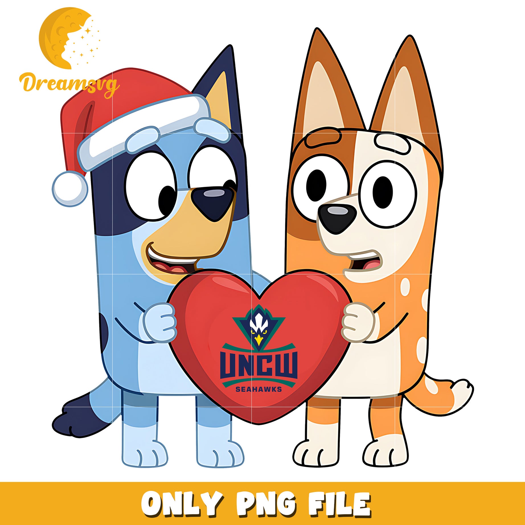 Bluey and Bingo logo heart ncaa png, NC Wilmington Seahawks png, ncaa png