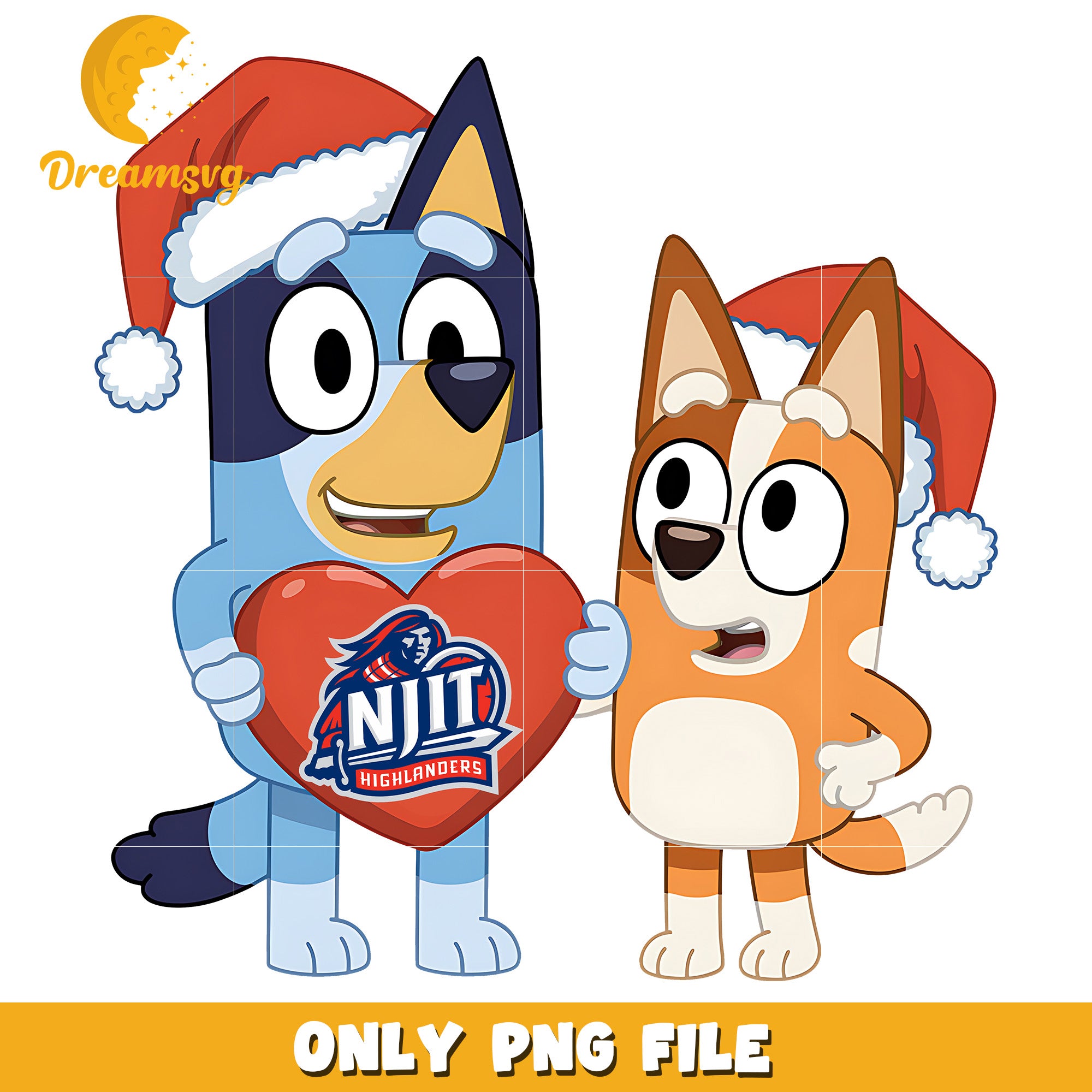 Bluey and Bingo logo heart ncaa png, NJIT Highlanders png, ncaa png