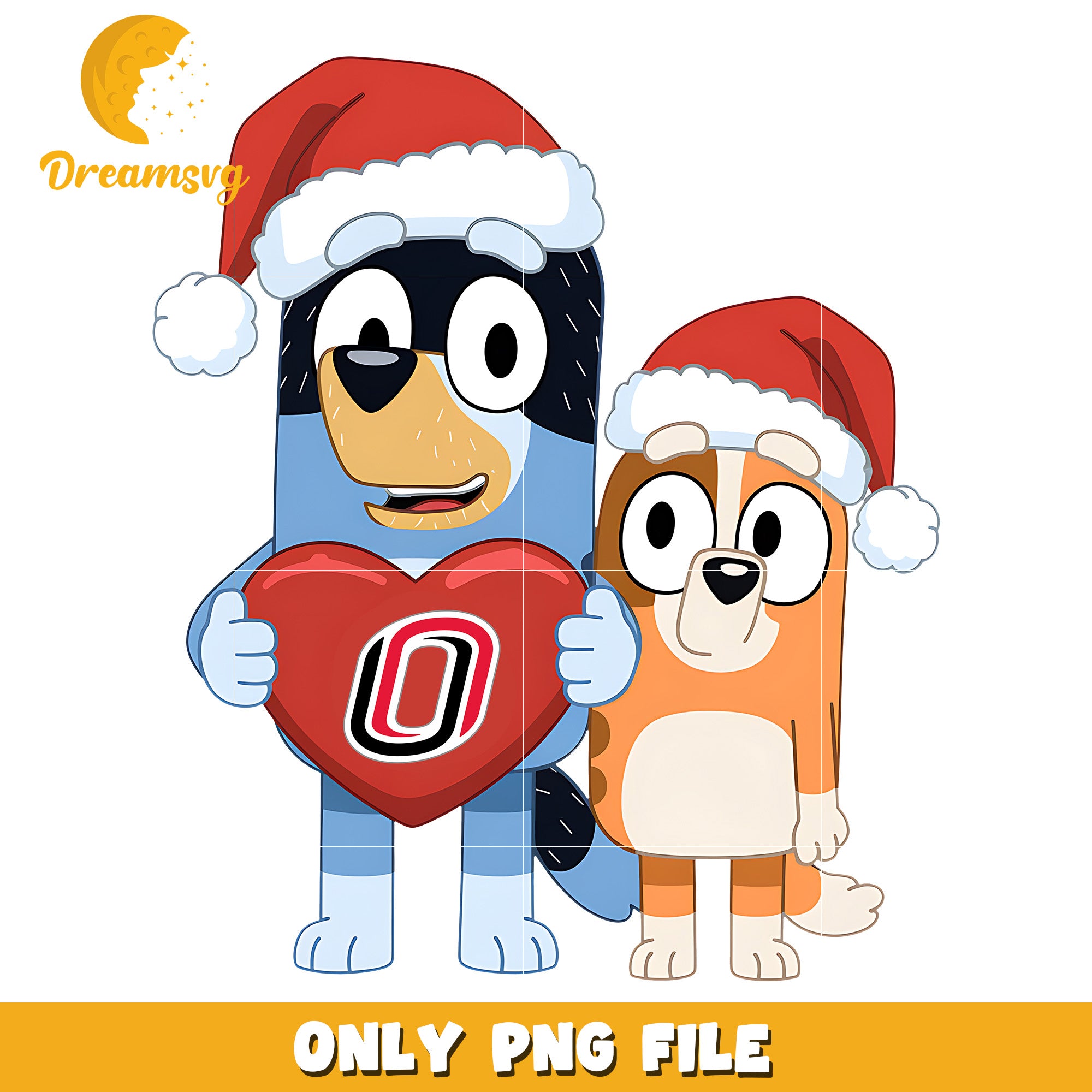 Bluey and Bingo logo heart ncaa png, Nebraska Omaha Mavericks png