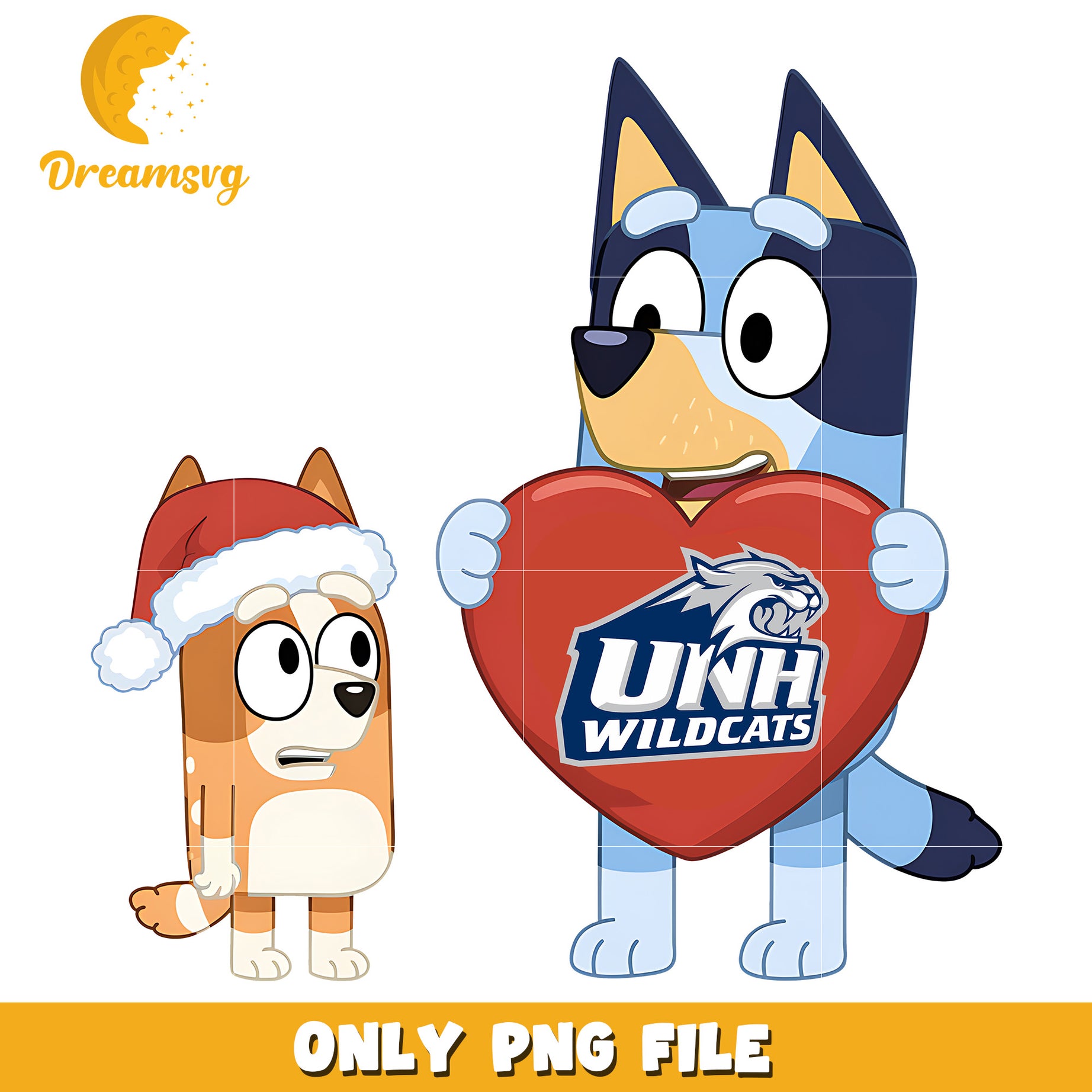 Bluey and Bingo logo heart ncaa png, New Hampshire Wildcats png