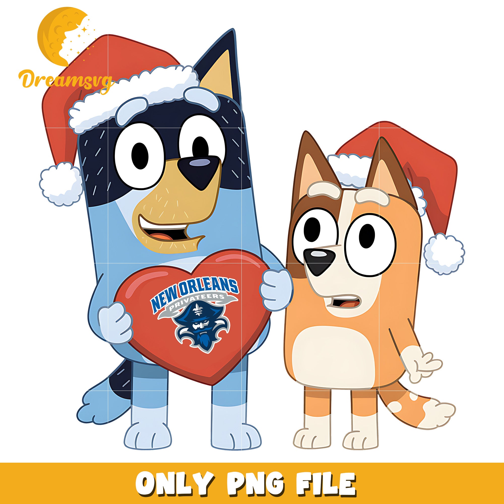 Bluey and Bingo logo heart ncaa png, New Orleans Privateers png, ncaa png