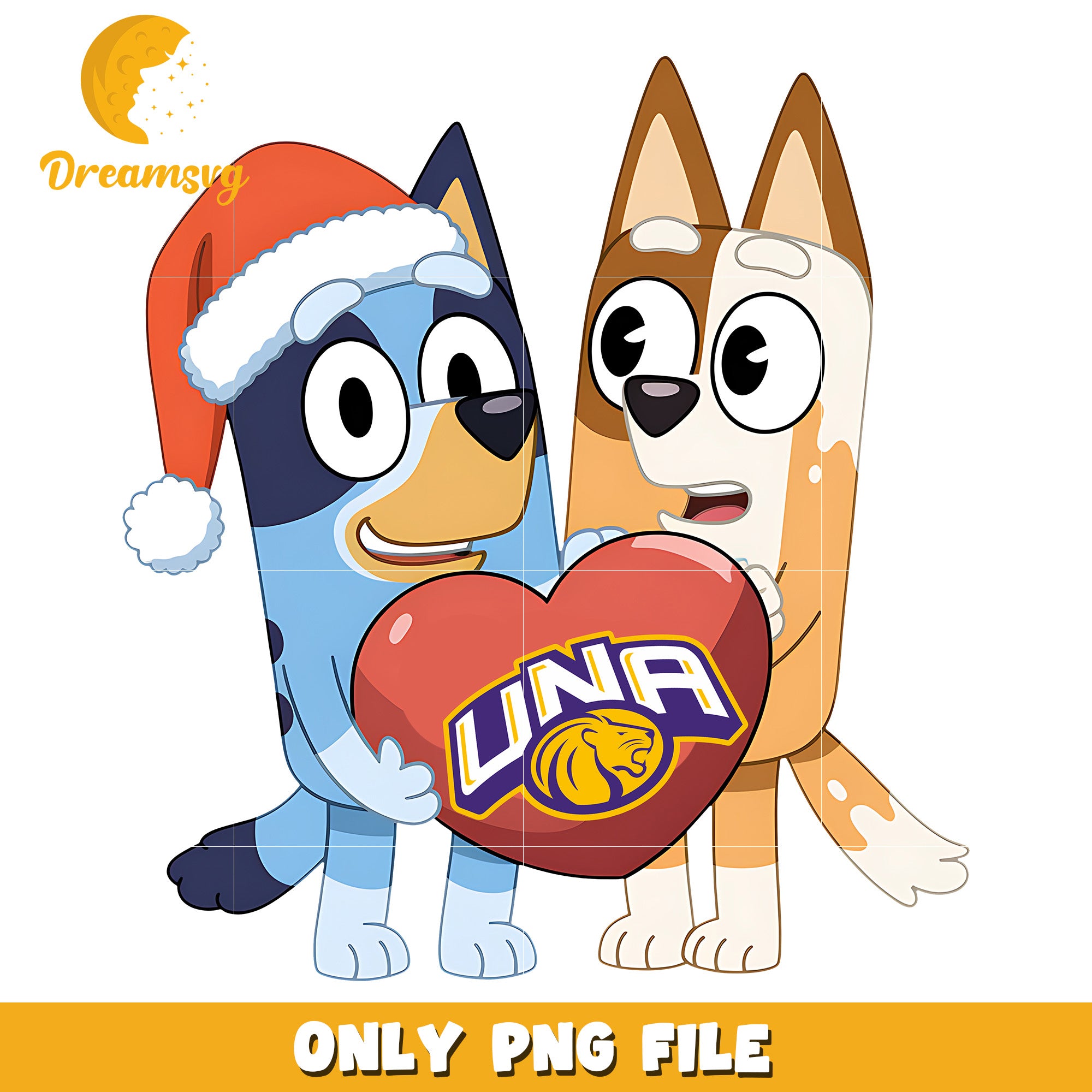 Bluey and Bingo logo heart ncaa png, North Alabama Lions png