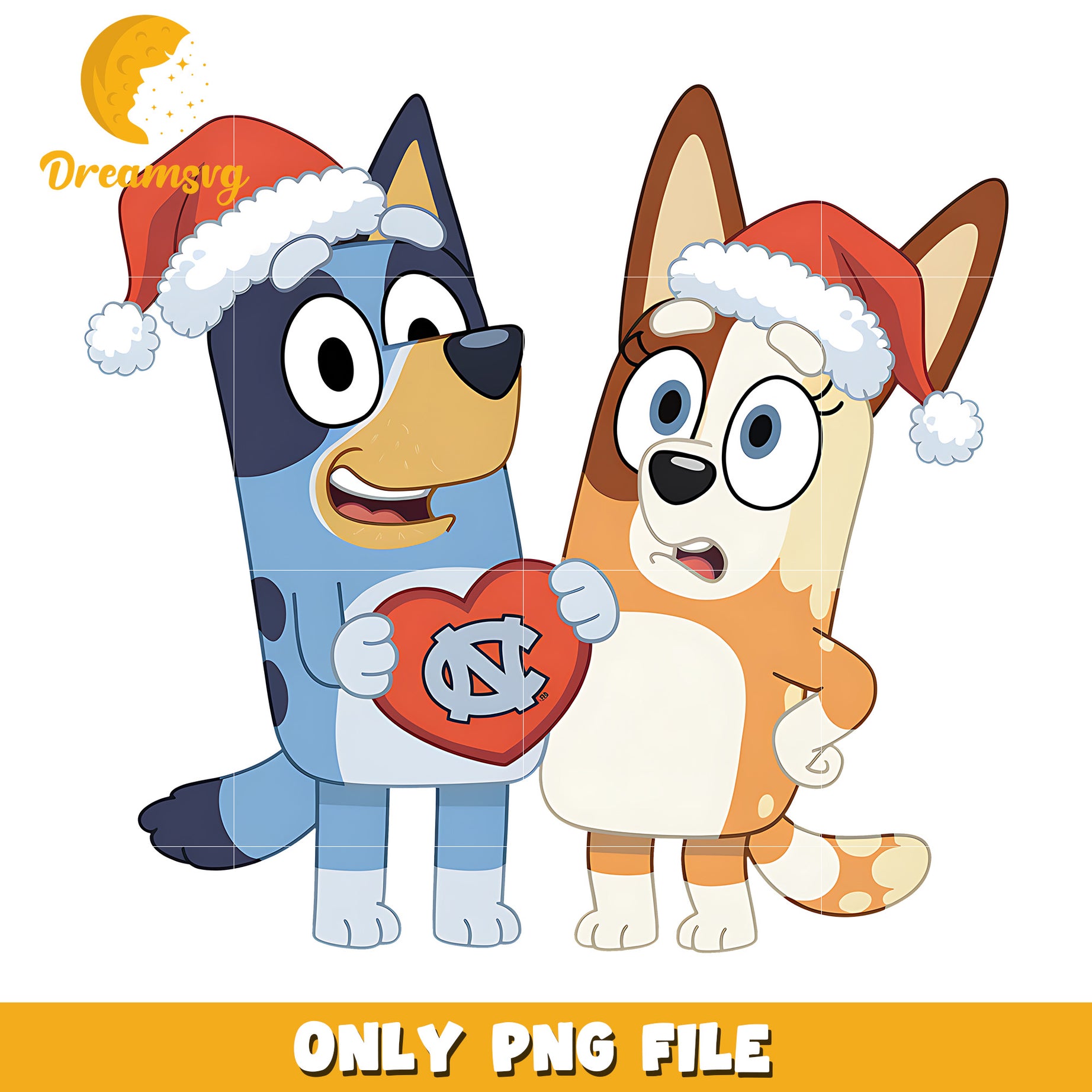 Bluey and Bingo logo heart ncaa png, North Carolina Tar Heels png