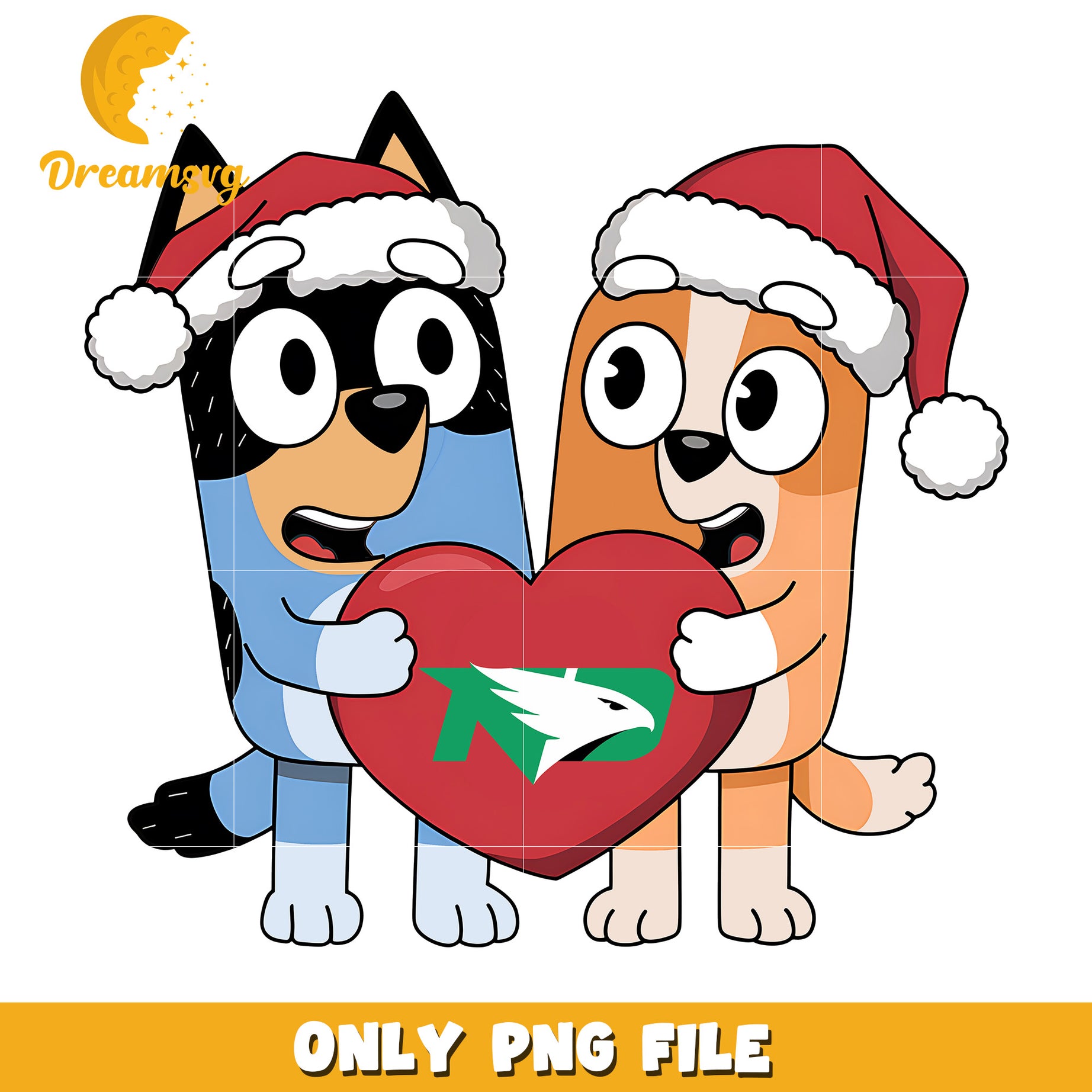 Bluey and Bingo logo heart ncaa png, North Dakota Fighting Hawks png
