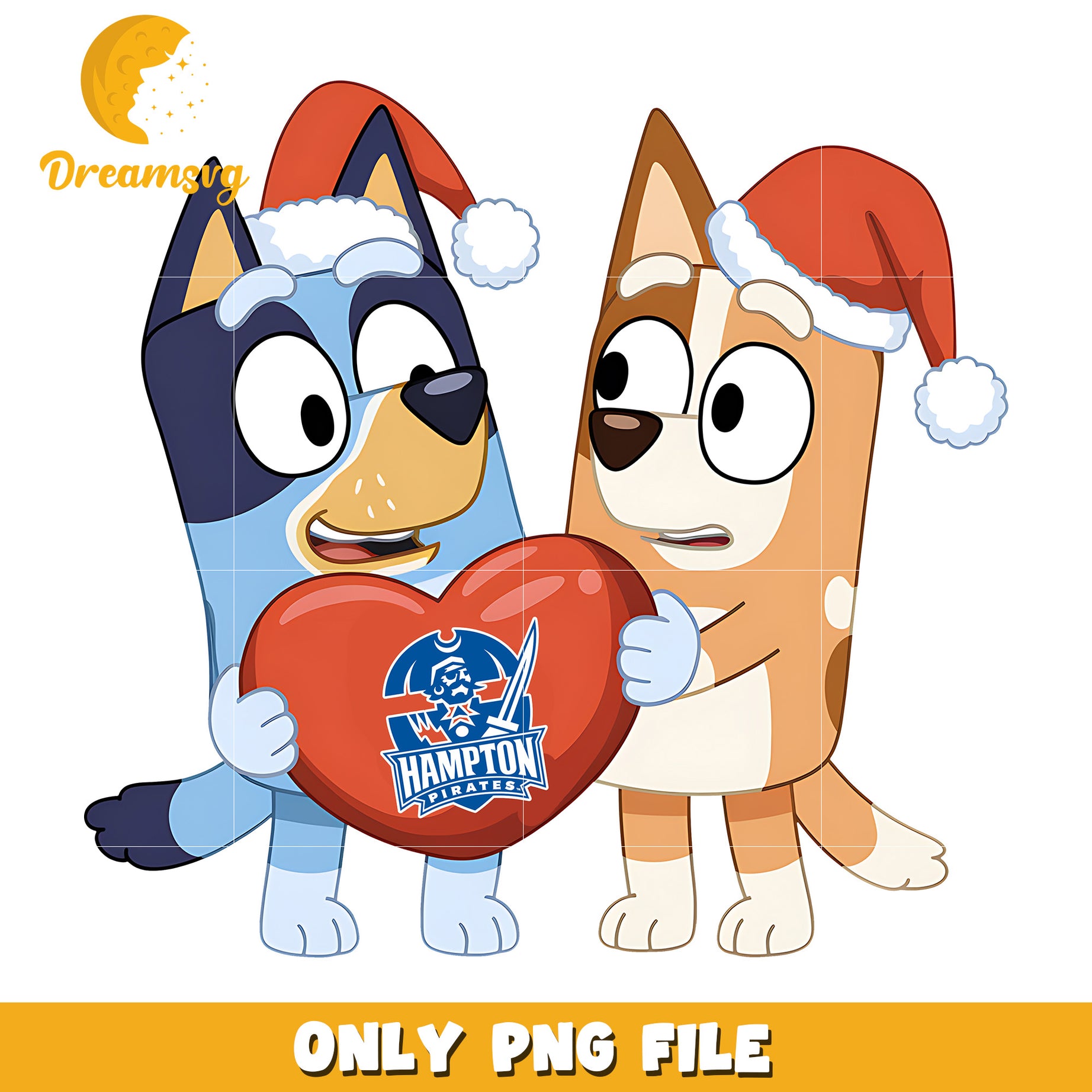 Bluey and Bingo logo heart png, Hampton Pirates png, ncaa png