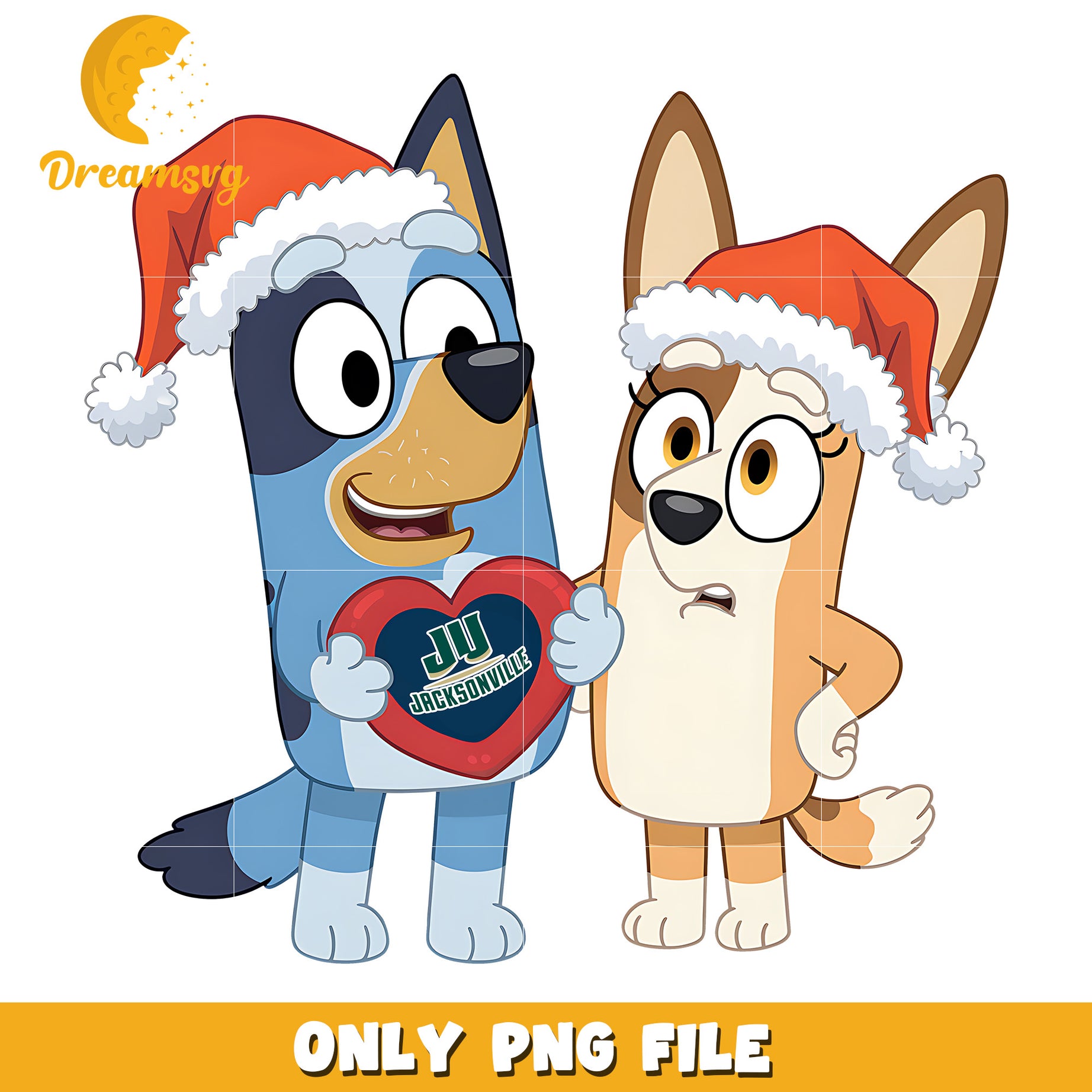 Bluey and Bingo logo heart png, Jacksonville Dolphins png, ncaa png