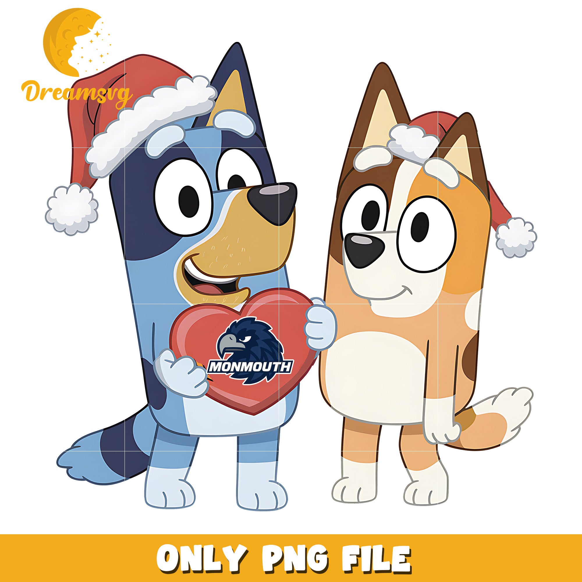 Bluey and Bingo logo heart png, Monmouth Hawks png, ncaa png
