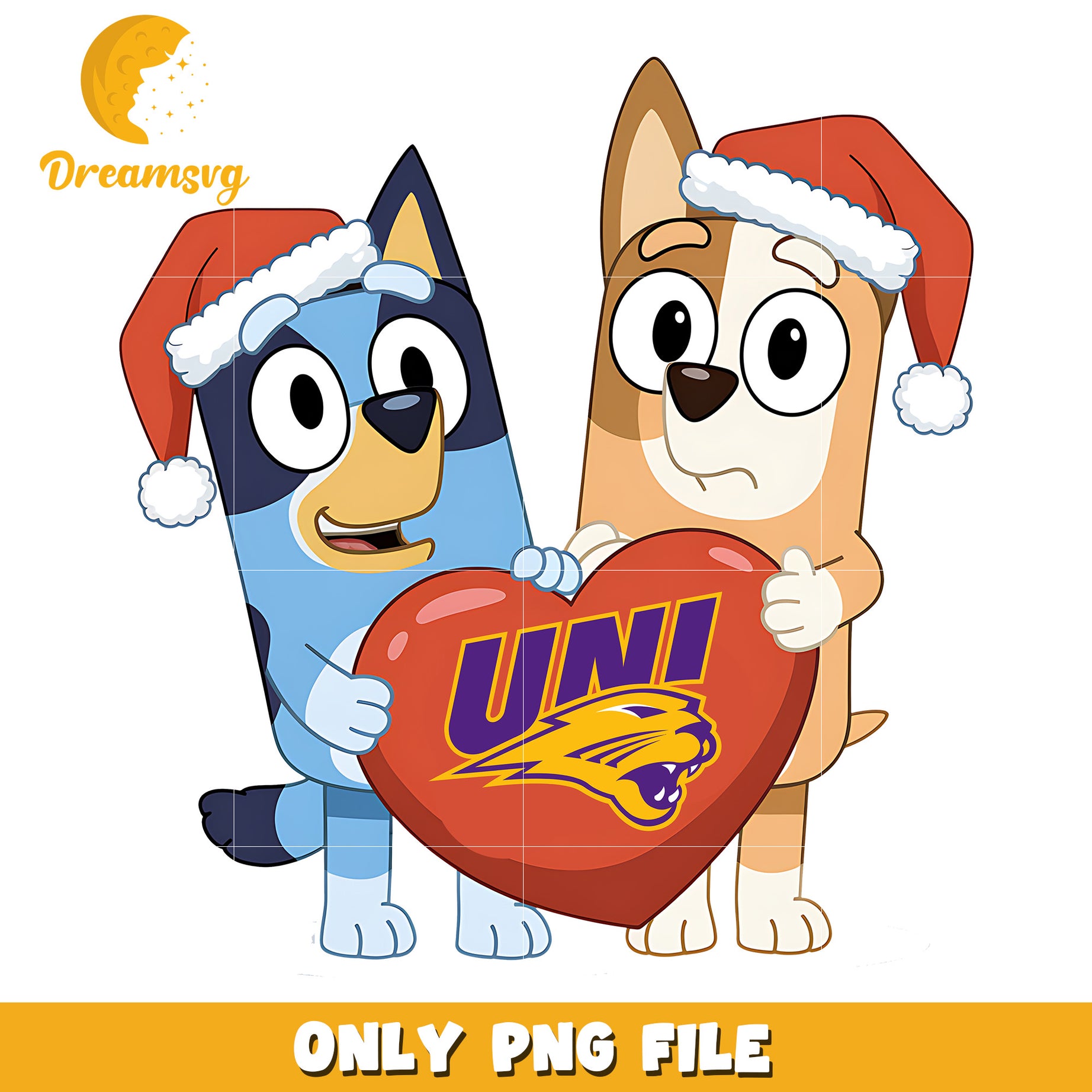 Bluey and Bingo logo heart png, Northern Iowa Panthers png, ncaa png