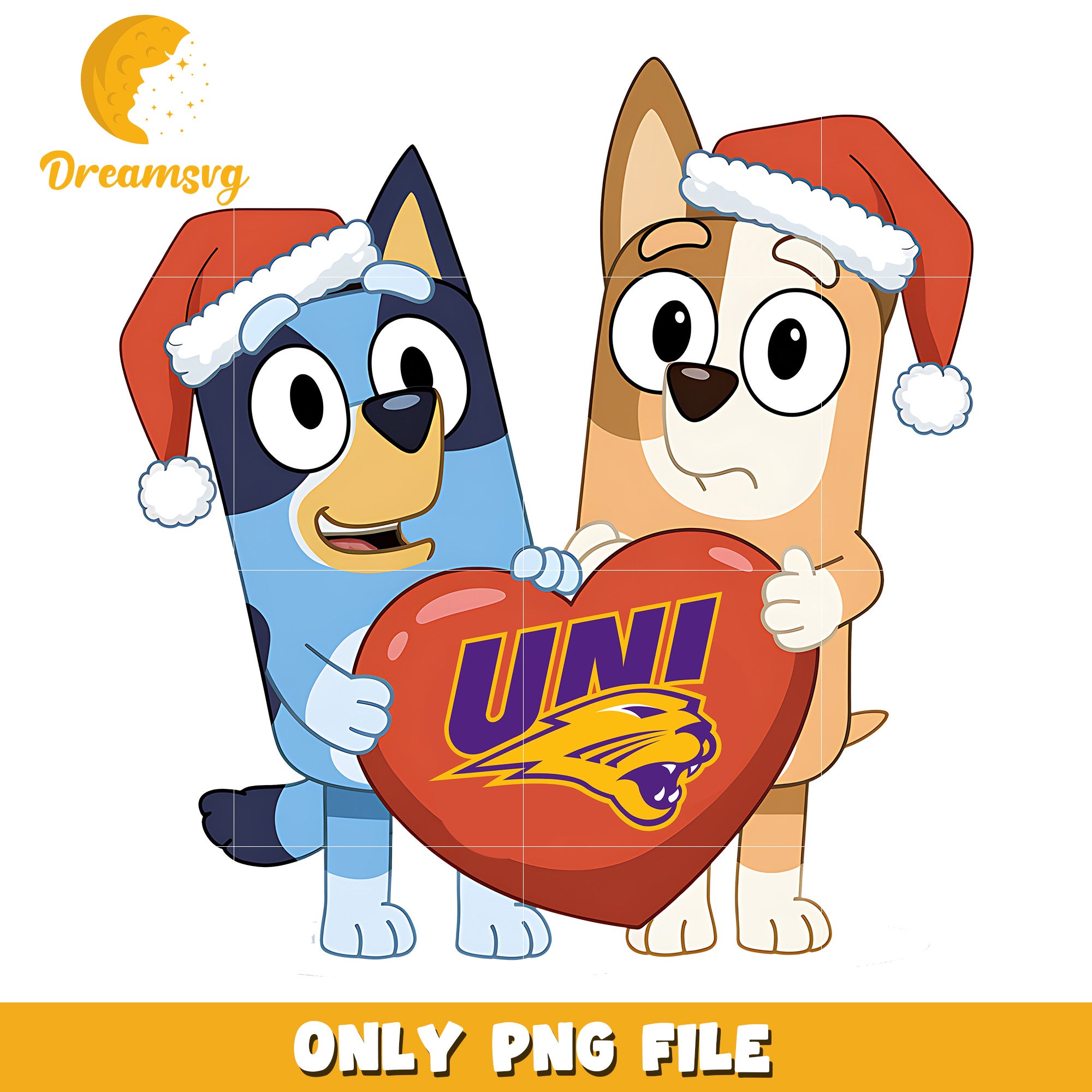 Bluey and Bingo logo heart png, Northern Iowa Panthers png, ncaa png