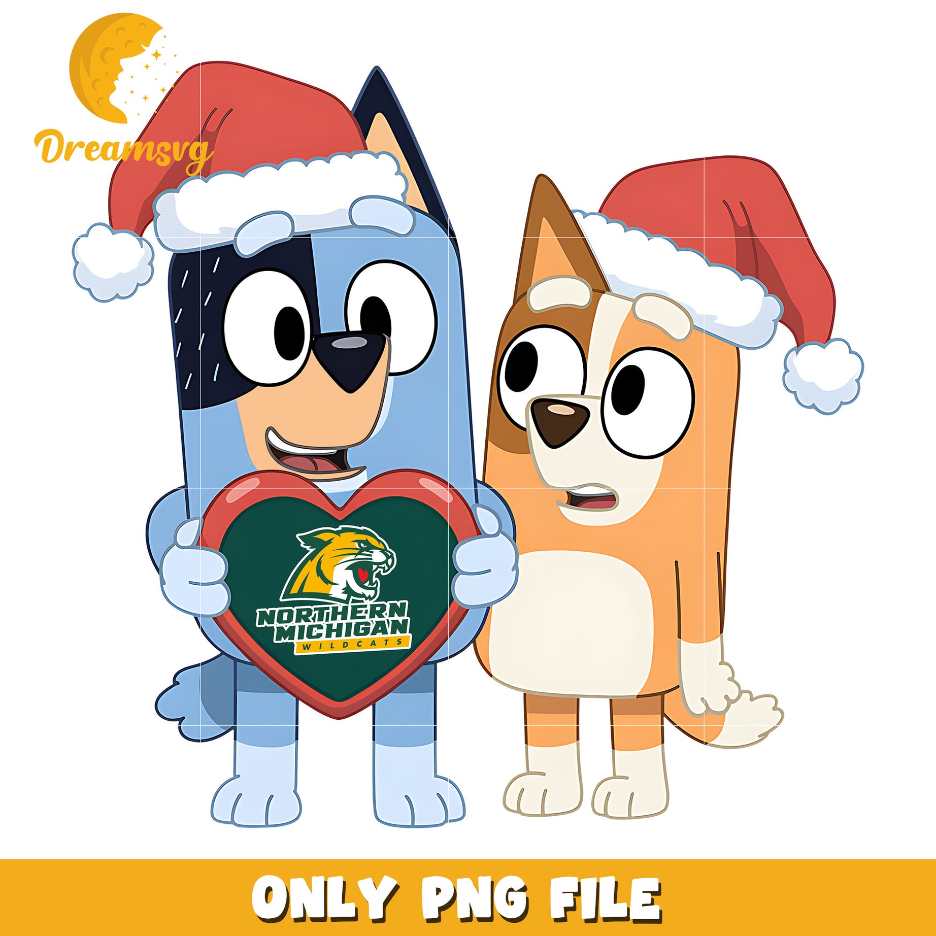 Bluey and Bingo logo heart png, Northern Michigan Wildcats png