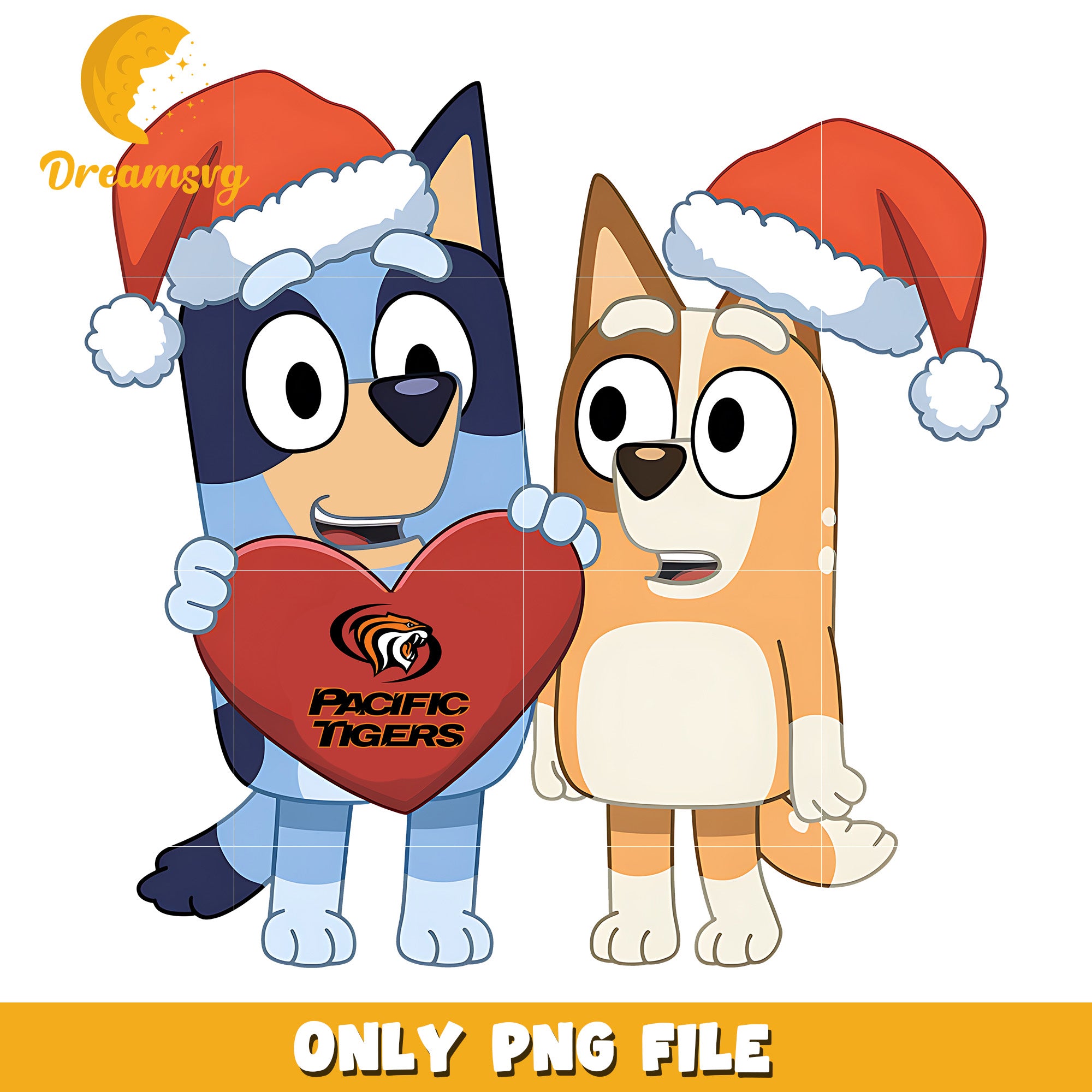 Bluey and Bingo logo heart png, Pacific Tigers png, ncaa png