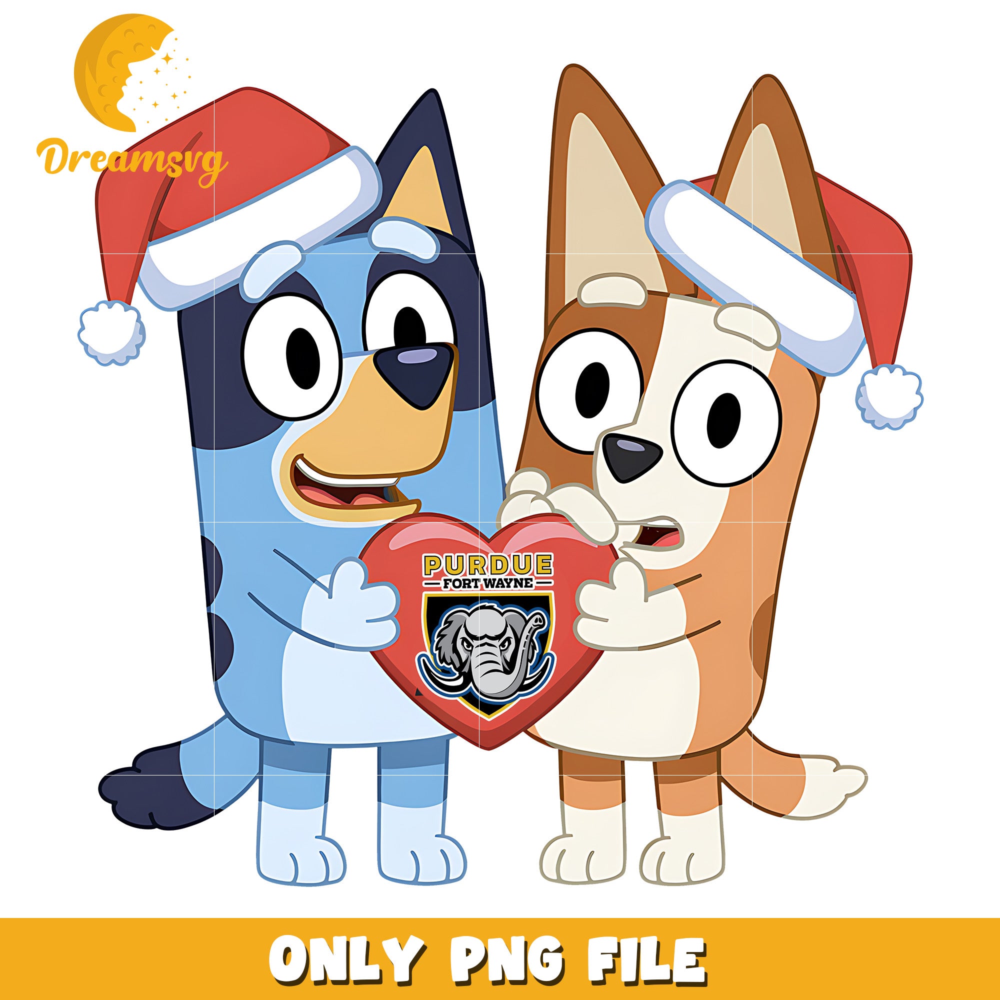 Bluey and Bingo logo heart png, Purdue Fort Wayne Mastodons png