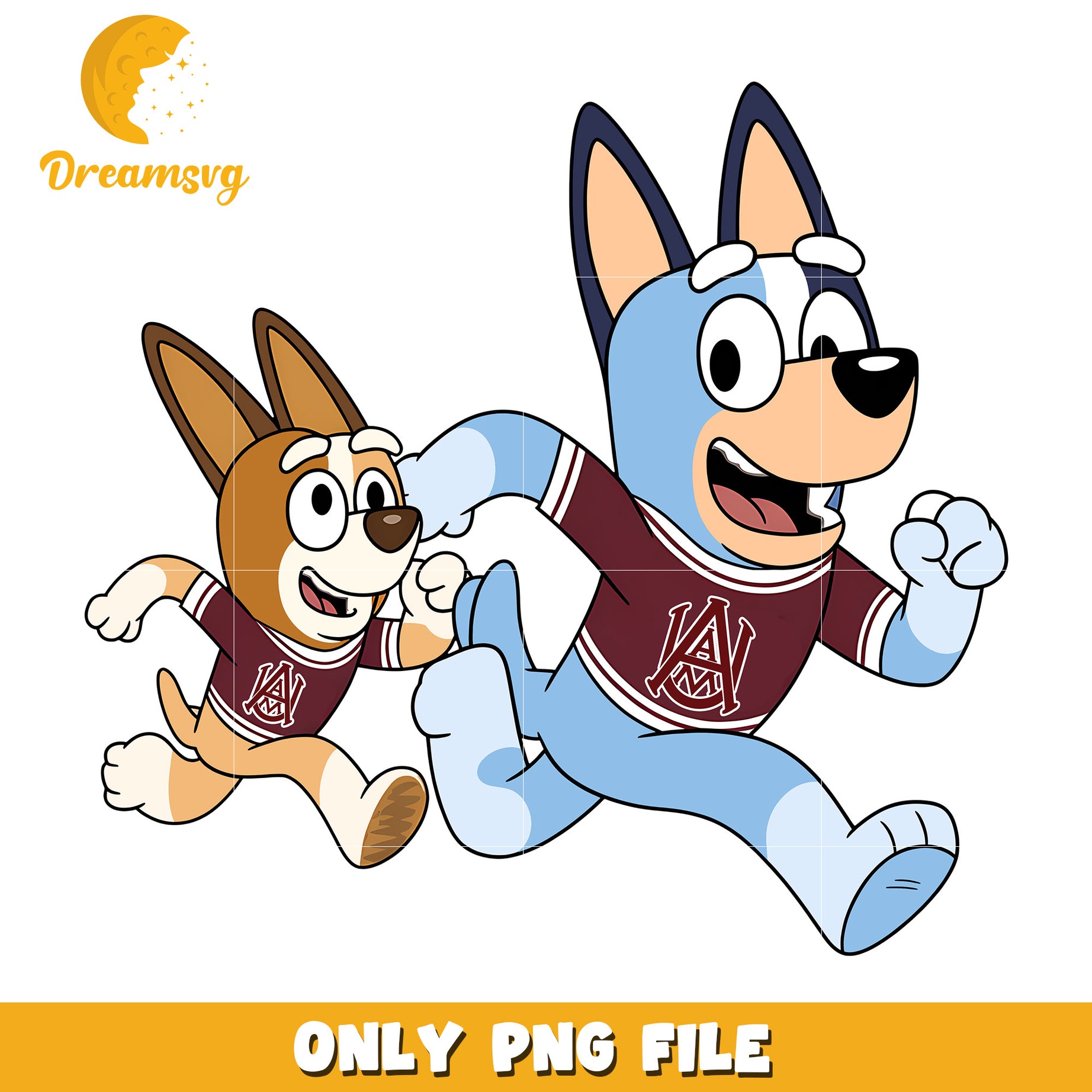 Bluey and Bingo ncaa fan png, Alabama A&M Bulldogs png, ncaa png