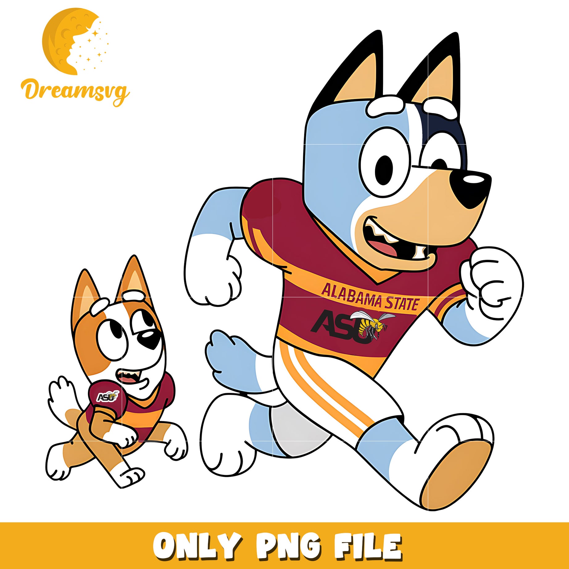 Bluey and Bingo ncaa fan png, Alabama State Hornets png, ncaa png