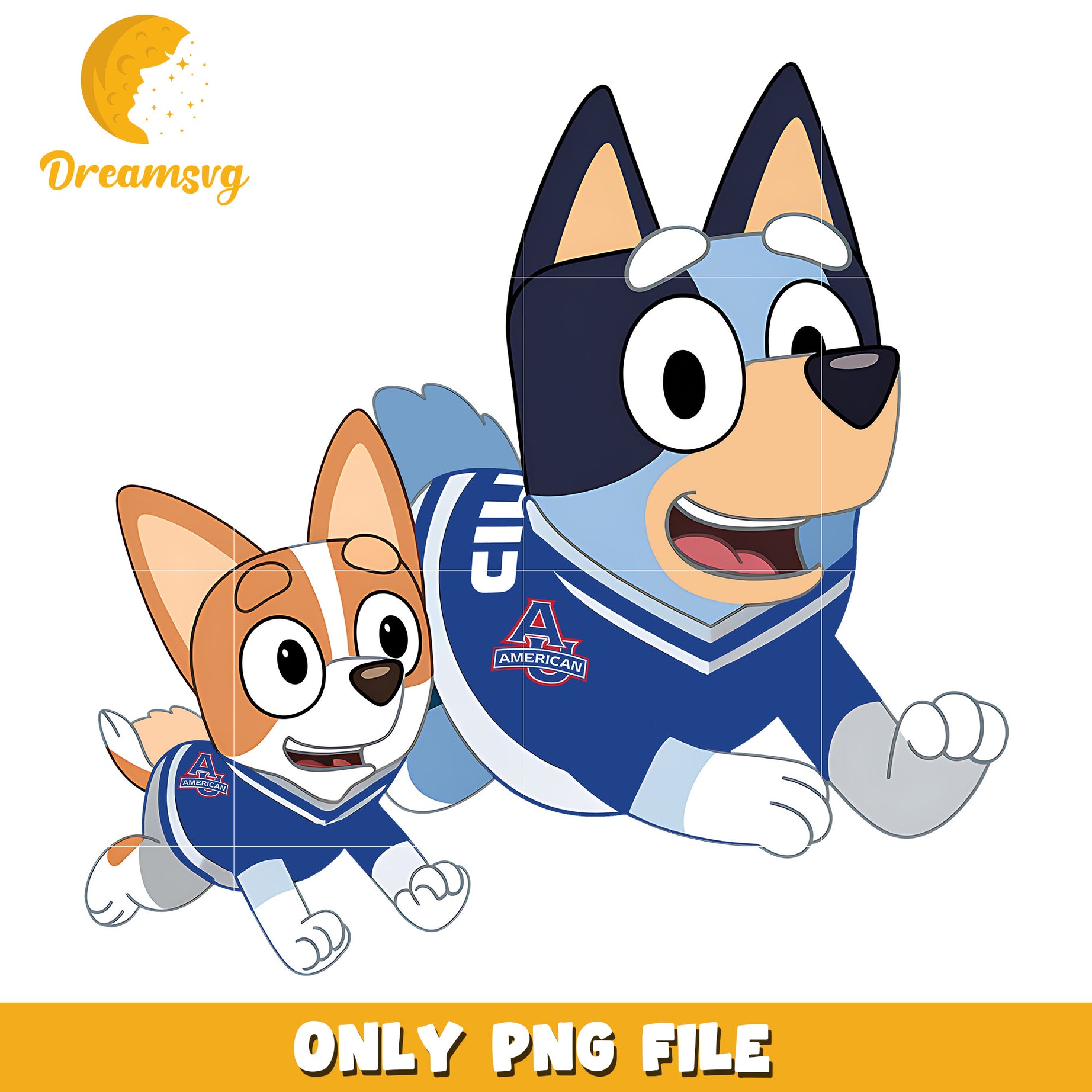 Bluey and Bingo ncaa fan png, American Eagles png, ncaa png