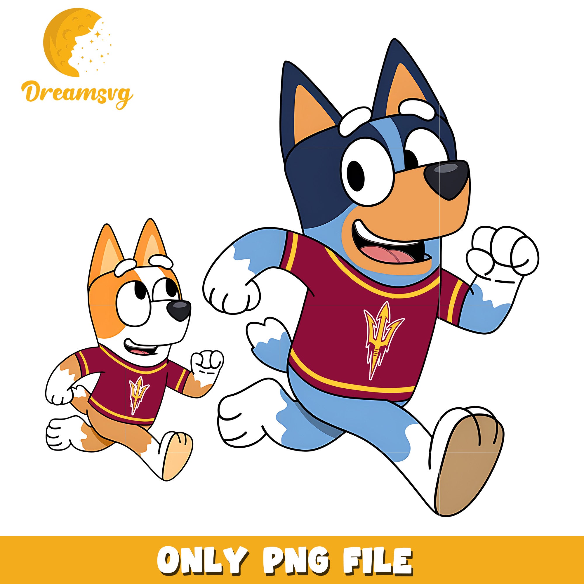 Bluey and Bingo ncaa fan png, Arizona State Sun Devils png, ncaa png