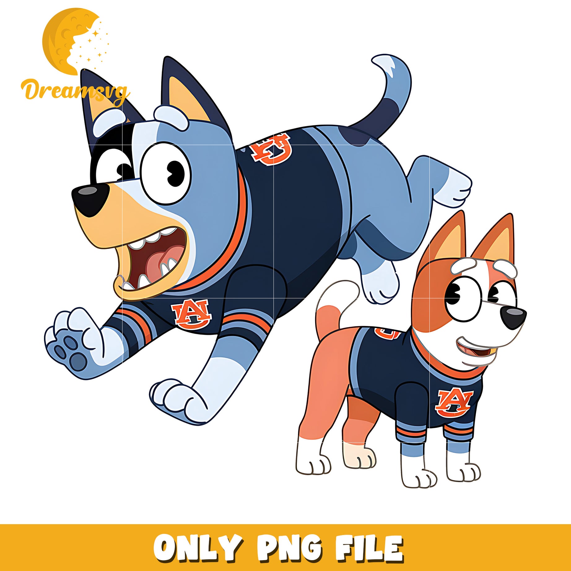 Bluey and Bingo ncaa fan png, Auburn Tigers png, ncaa png