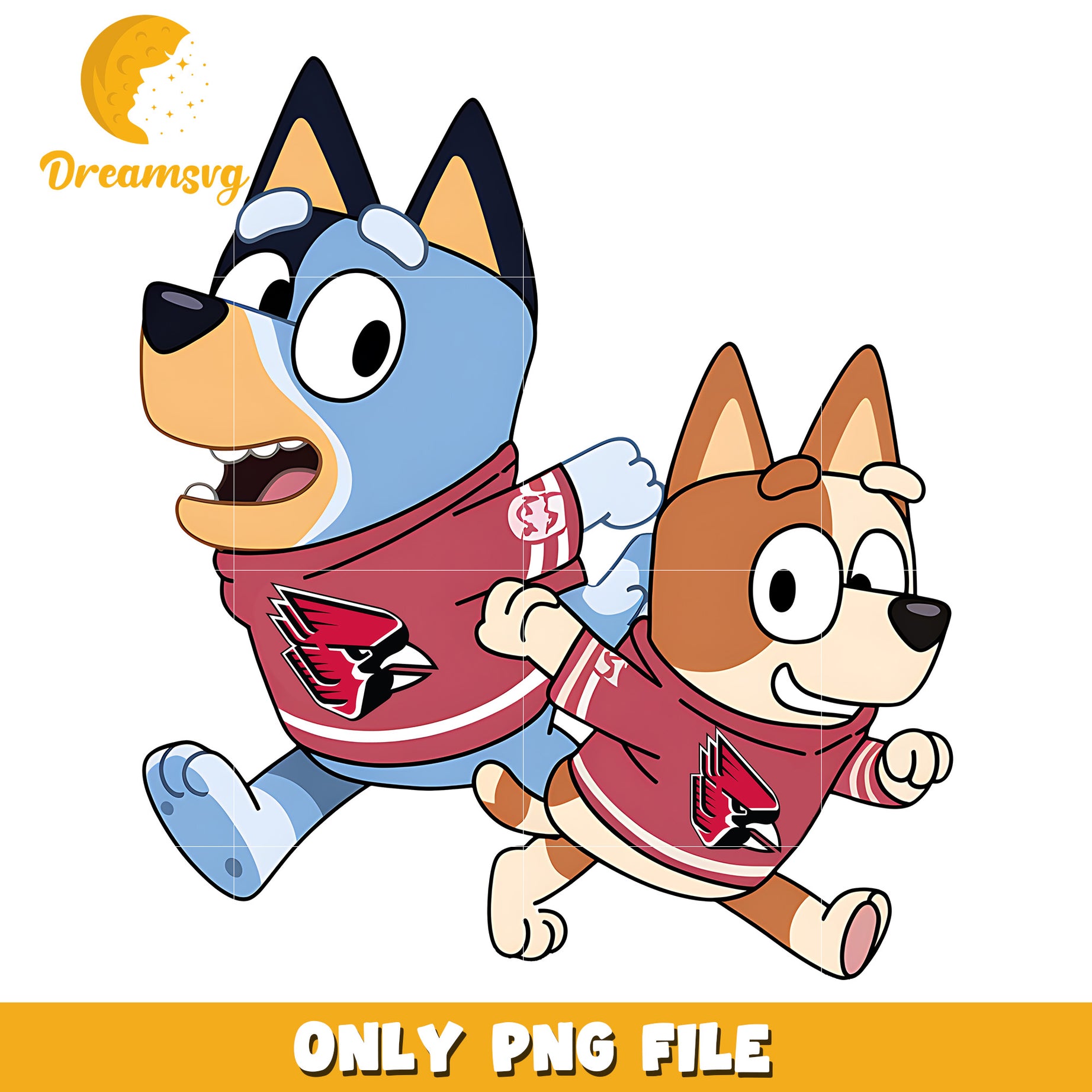 Bluey and Bingo ncaa fan png, Ball State Cardinals png, ncaa png